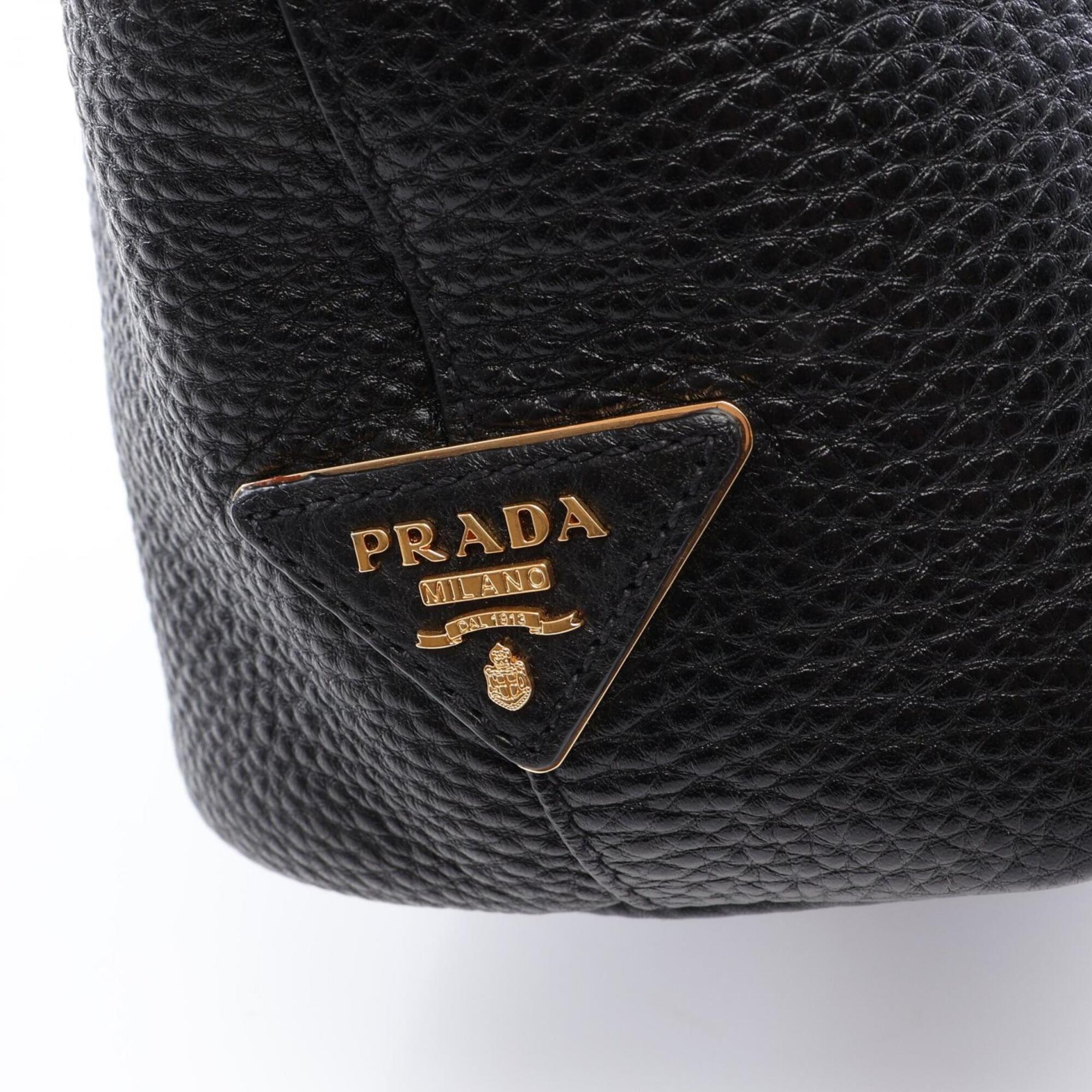 Prada Black Leather Handbag Shoulder Bag (Pre-Owned)