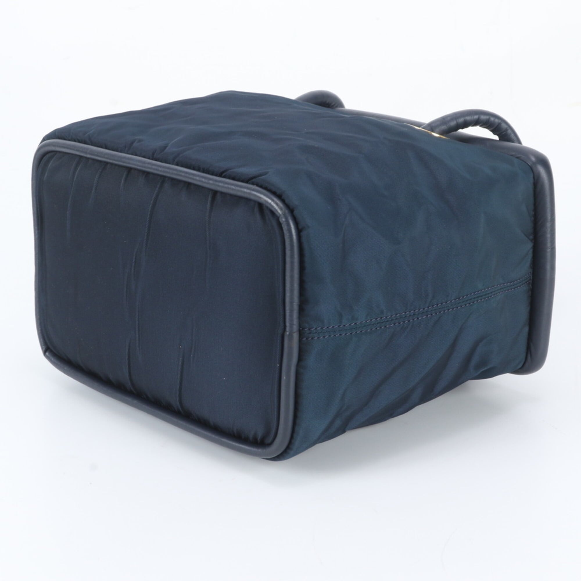 Celine Navy Leather Nylon Handbag Tote Bag (Pre-Owned)