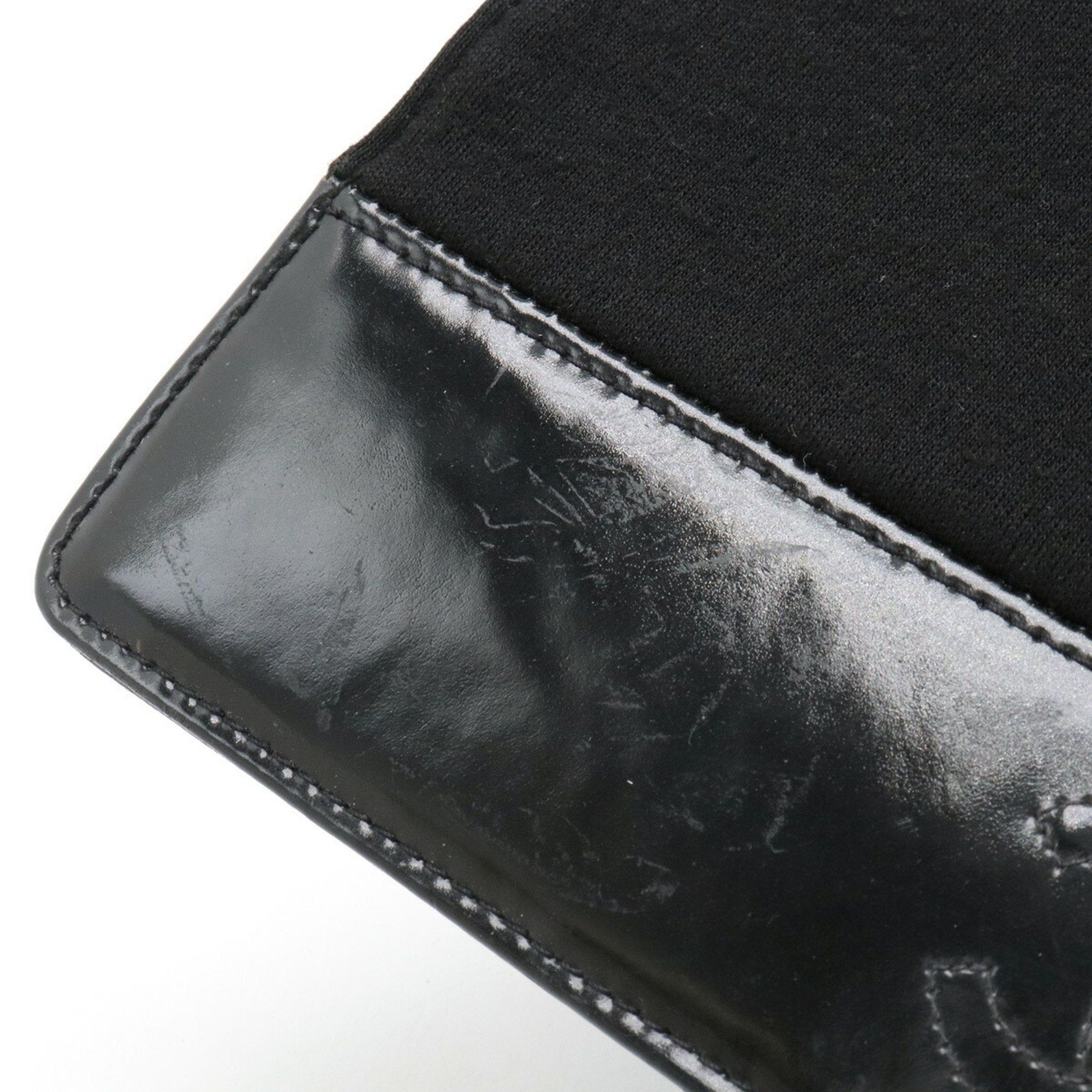 Chanel Black Cotton Patent Leather Shoulder Bag (Pre-Owned)