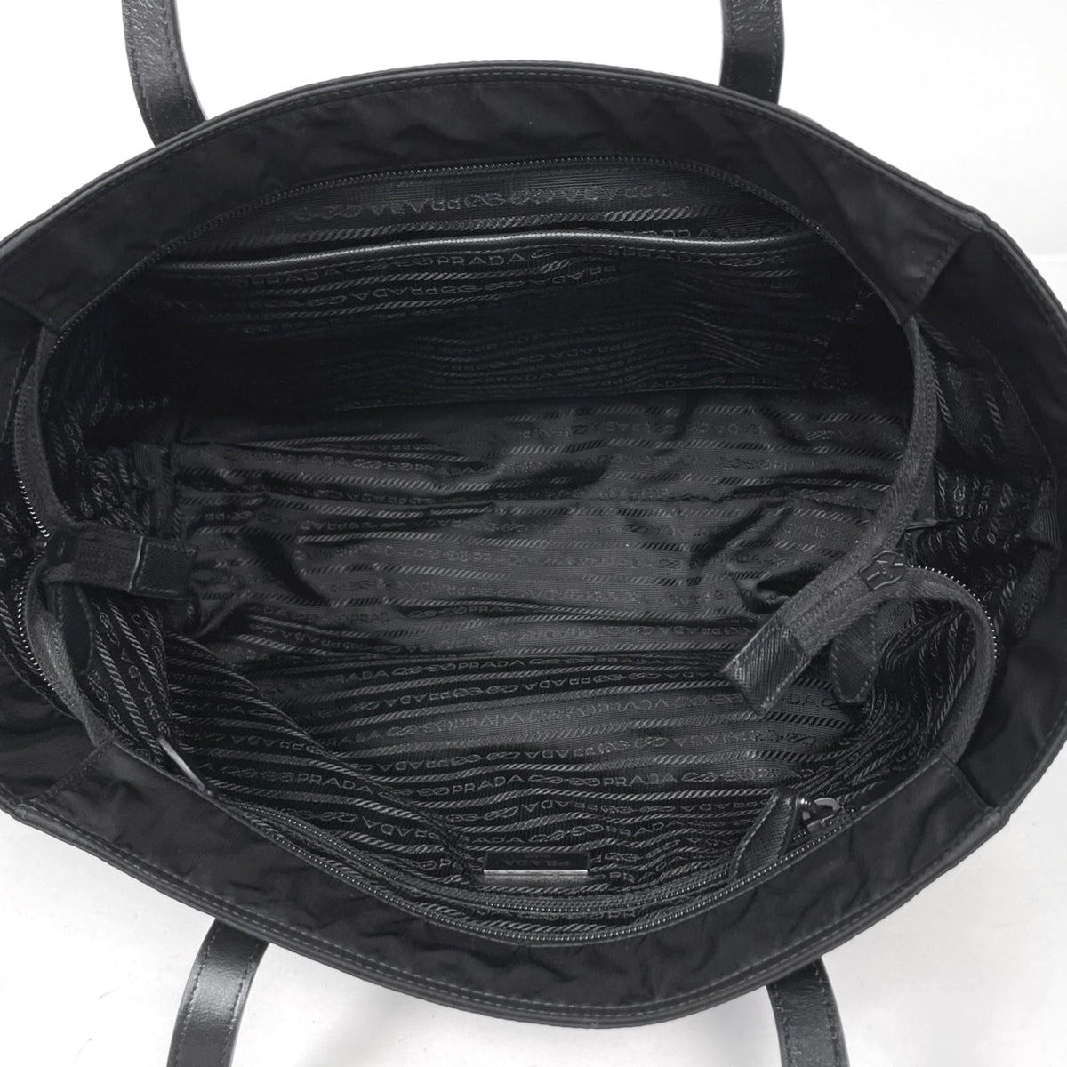 Prada Black Nylon Leather Tote Bag (Pre-Owned)