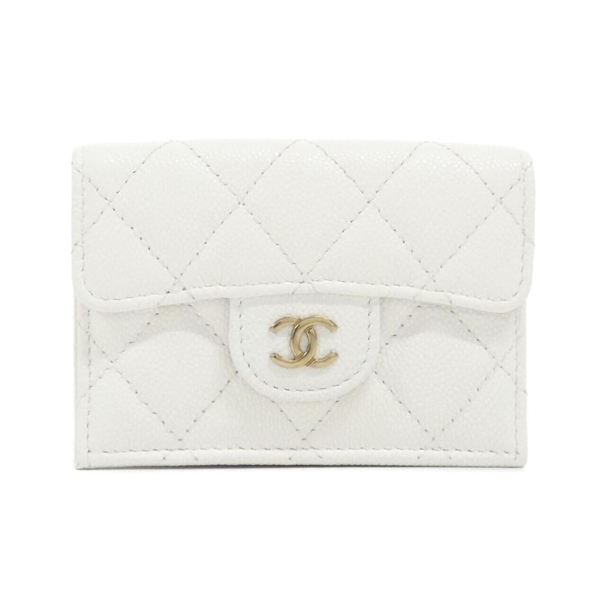 Chanel White Grained Calfskin Wallet (Tri-Fold) (Pre-Owned)