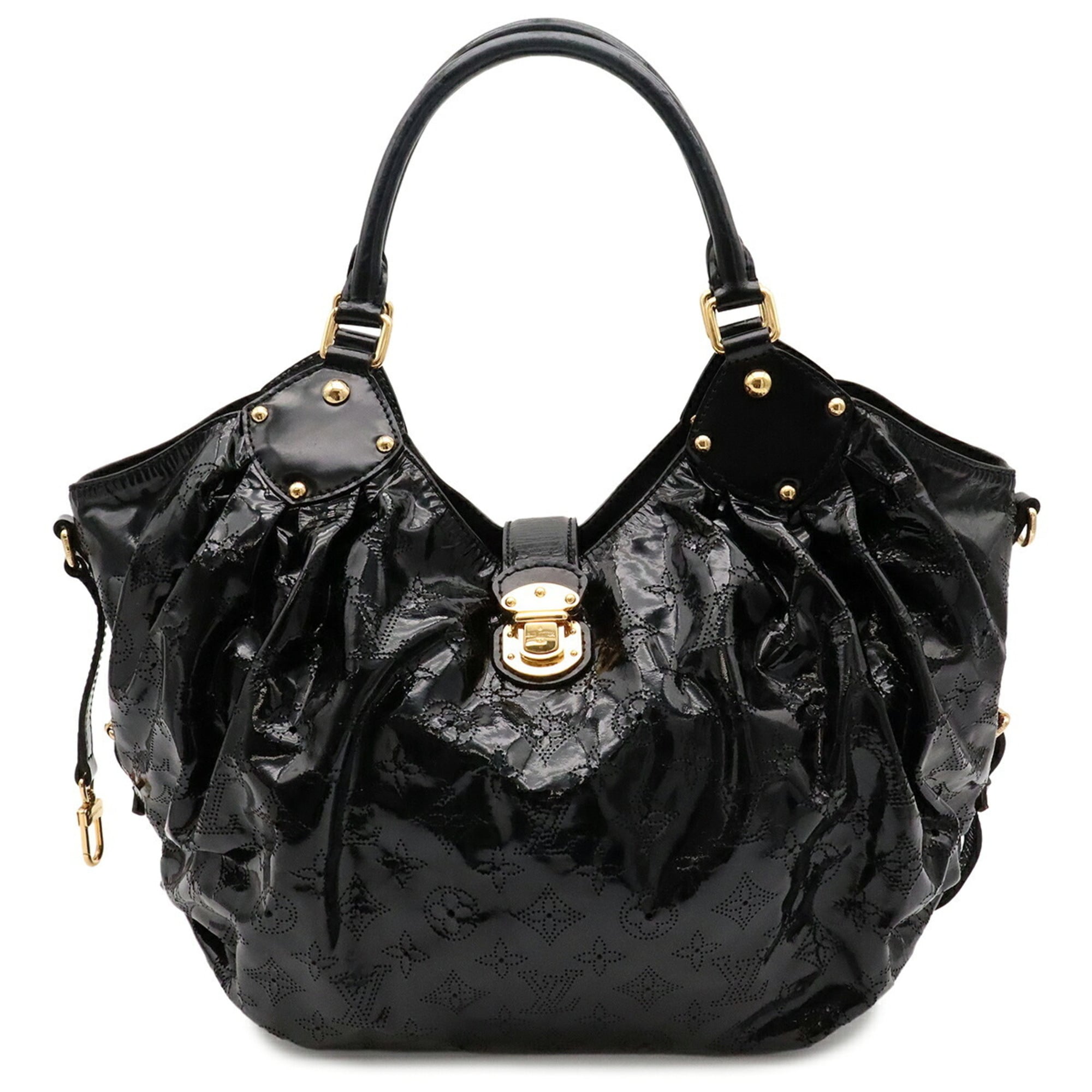 Louis Vuitton Black Noir White Patent Leather Shoulder Bag Tote Bag (Pre-Owned)