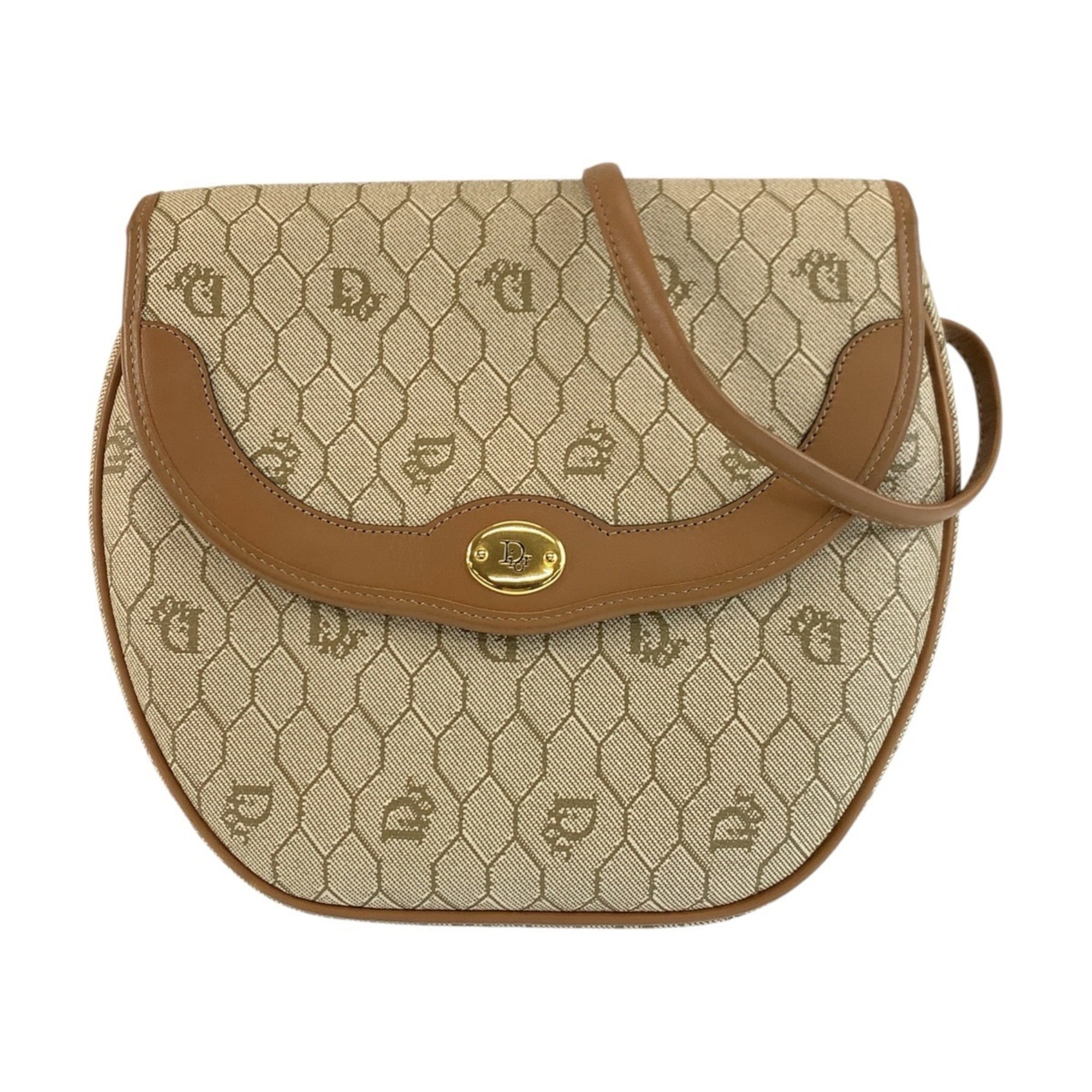 Christian Dior Beige Brown Leather Pvc Pochette Shoulder Bag (Pre-Owned)