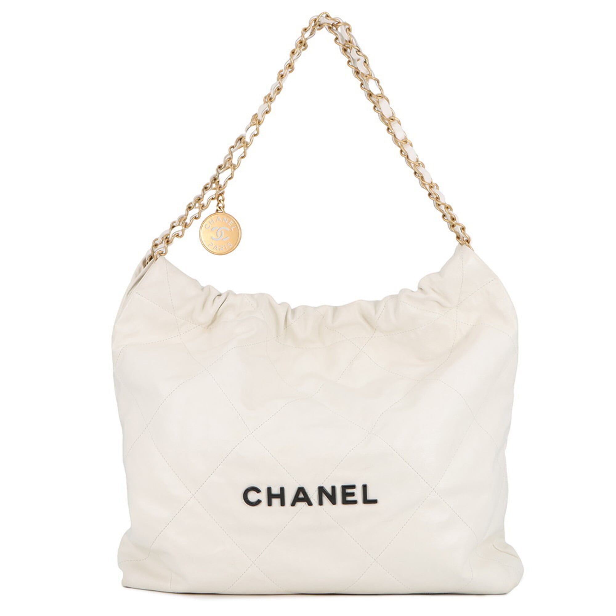 Chanel White Leather Handbag Shoulder Bag (Pre-Owned)