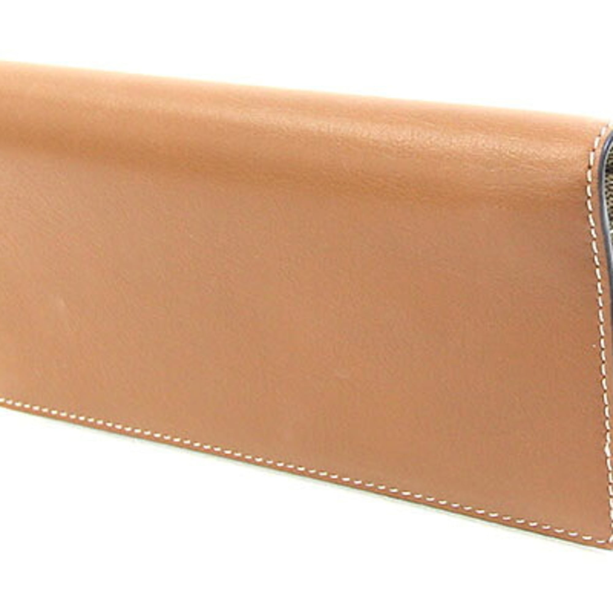 Gucci Beige Brown Leather Pvc Long Wallet (Bi-Fold) (Pre-Owned)