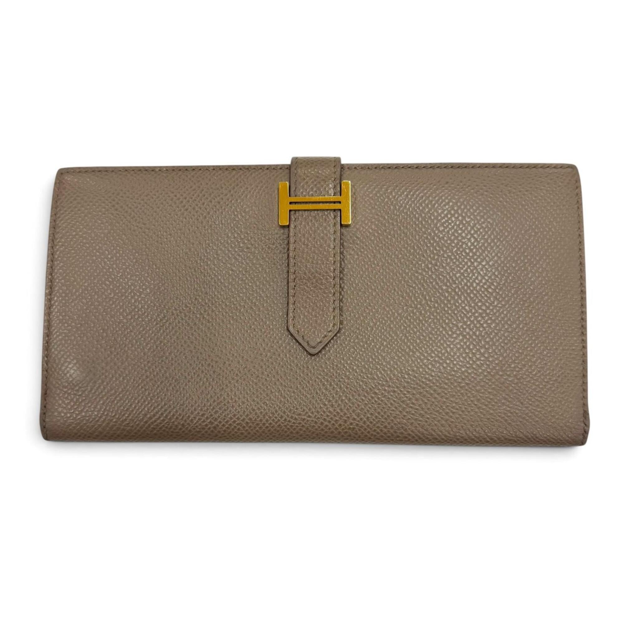 Hermes Taupe Epsom Leather Long Wallet (Bi-Fold) (Pre-Owned)
