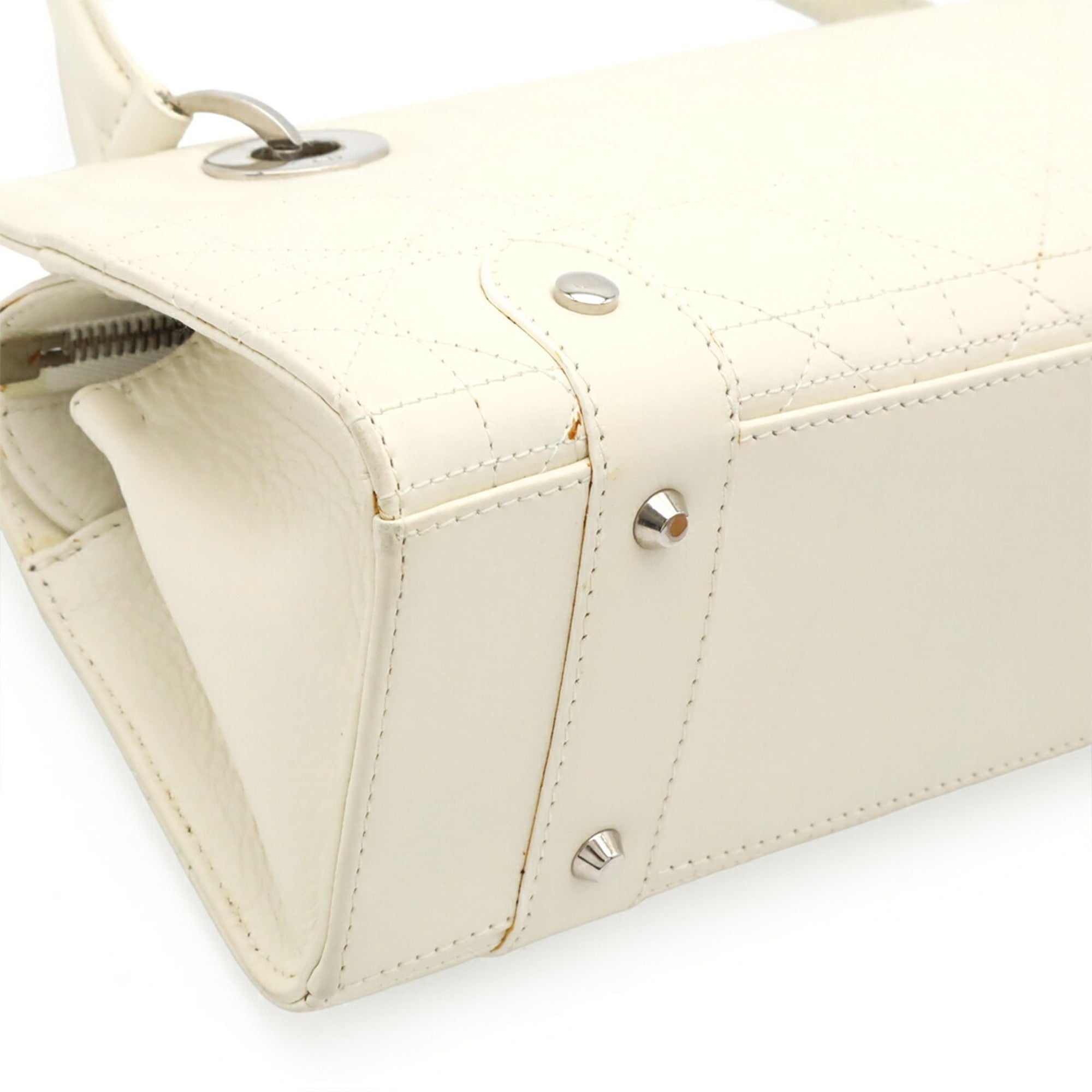 Christian Dior Ivory Leather Handbag Shoulder Bag (Pre-Owned)