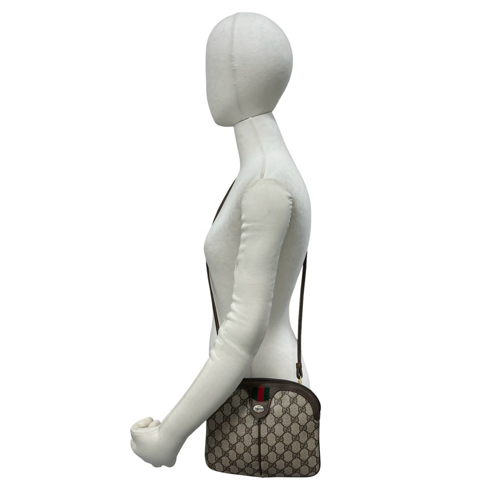Gucci Brown Green Red Color Leather Pvc Pochette Shoulder Bag (Pre-Owned)