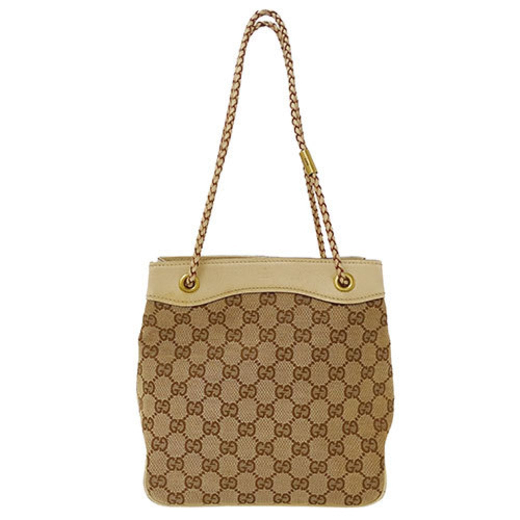 Gucci Beige Gg Canvas Handbag Shoulder Bag (Pre-Owned)