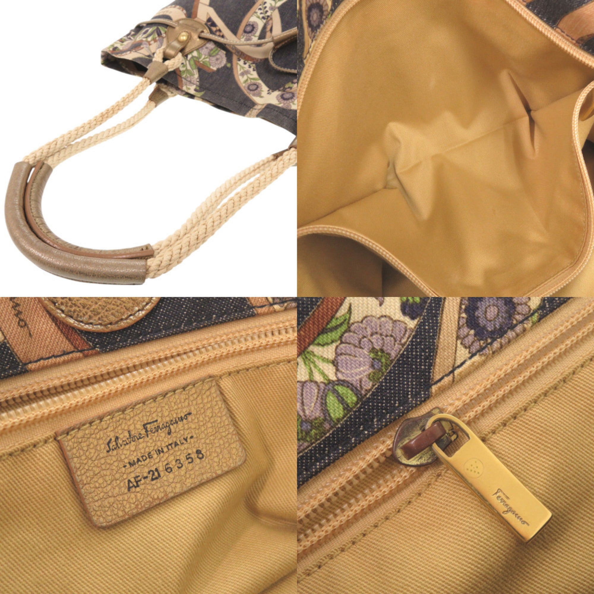 Salvatore Ferragamo Multi-Color Canvas Tote Bag (Pre-Owned)