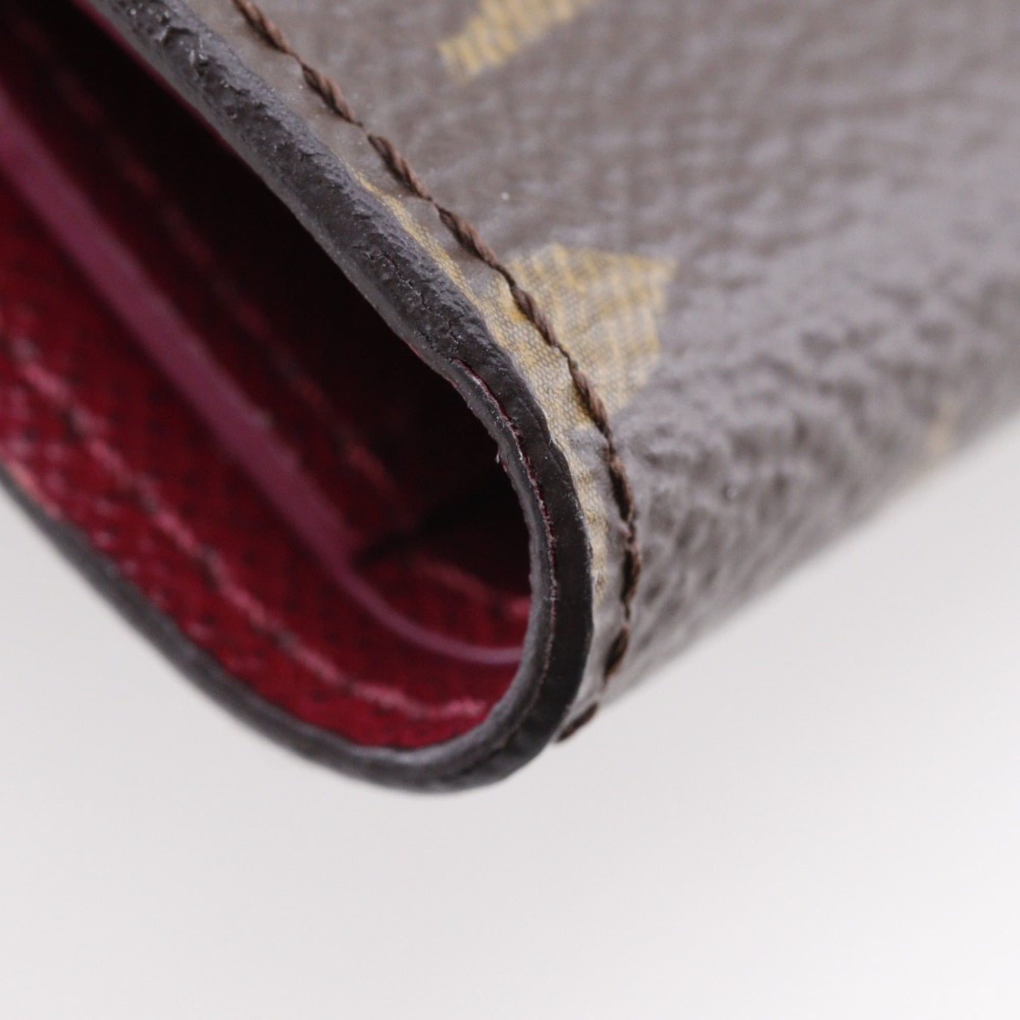 Louis Vuitton Brown Fuchsia Monogram Canvas Wallet (Tri-Fold) (Pre-Owned)