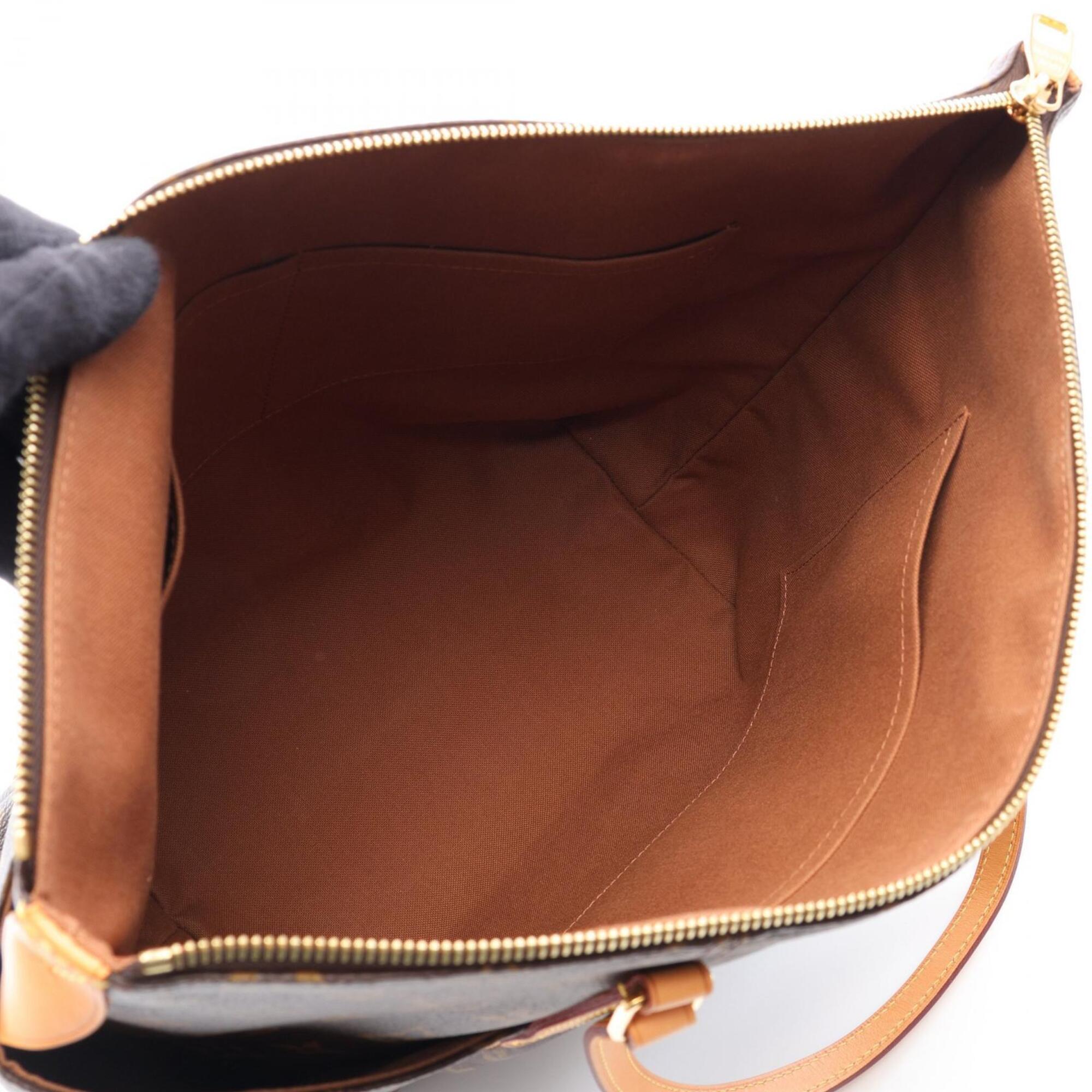 Louis Vuitton Brown Coated Canvas Leather Handbag Tote Bag (Pre-Owned)