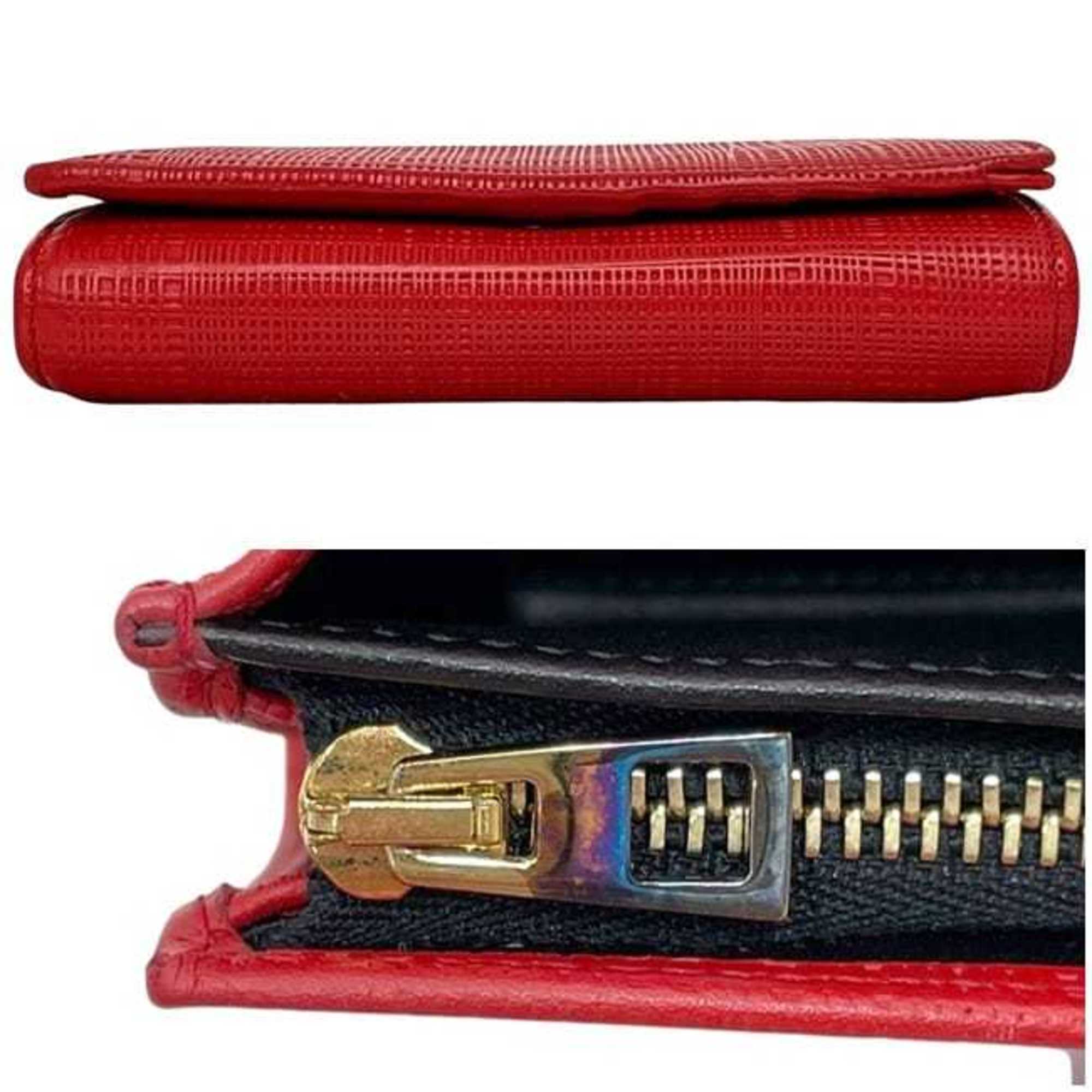 Loewe Red Color Leather Wallet (Bi-Fold) (Pre-Owned)
