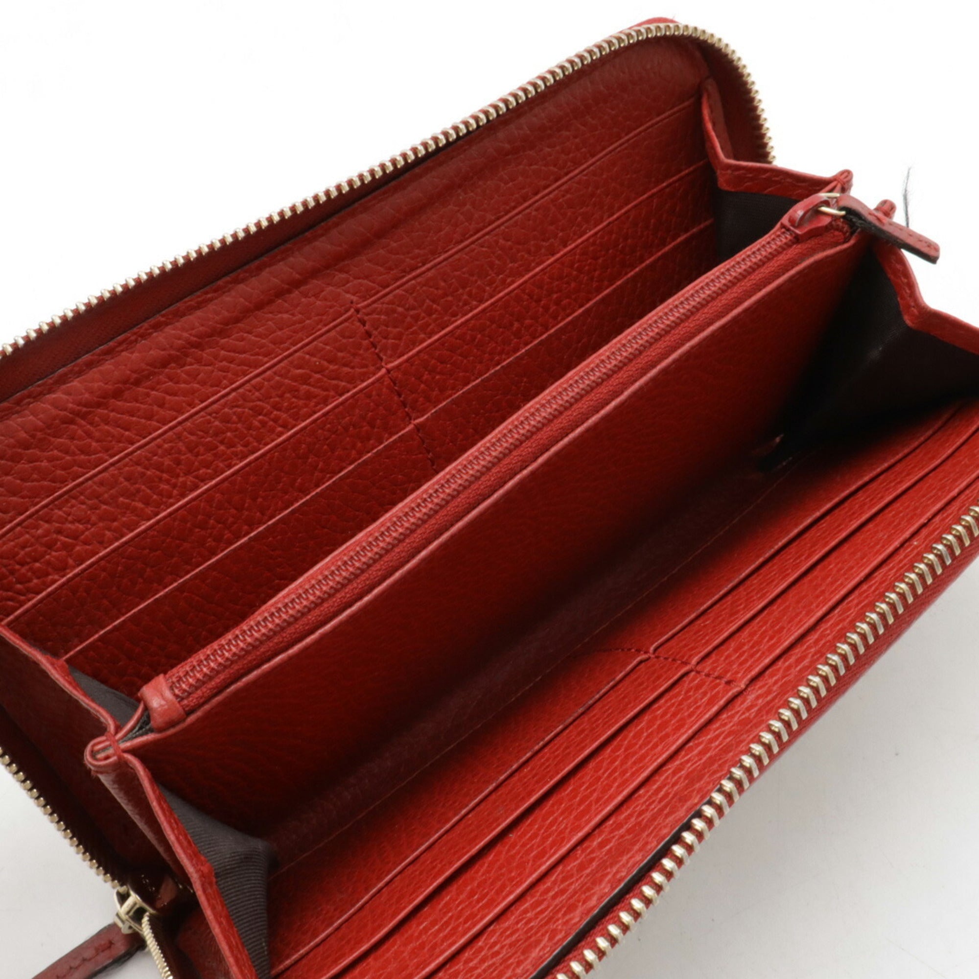 Gucci Red Color Canvas Leather Long Wallet (Bi-Fold) (Pre-Owned)
