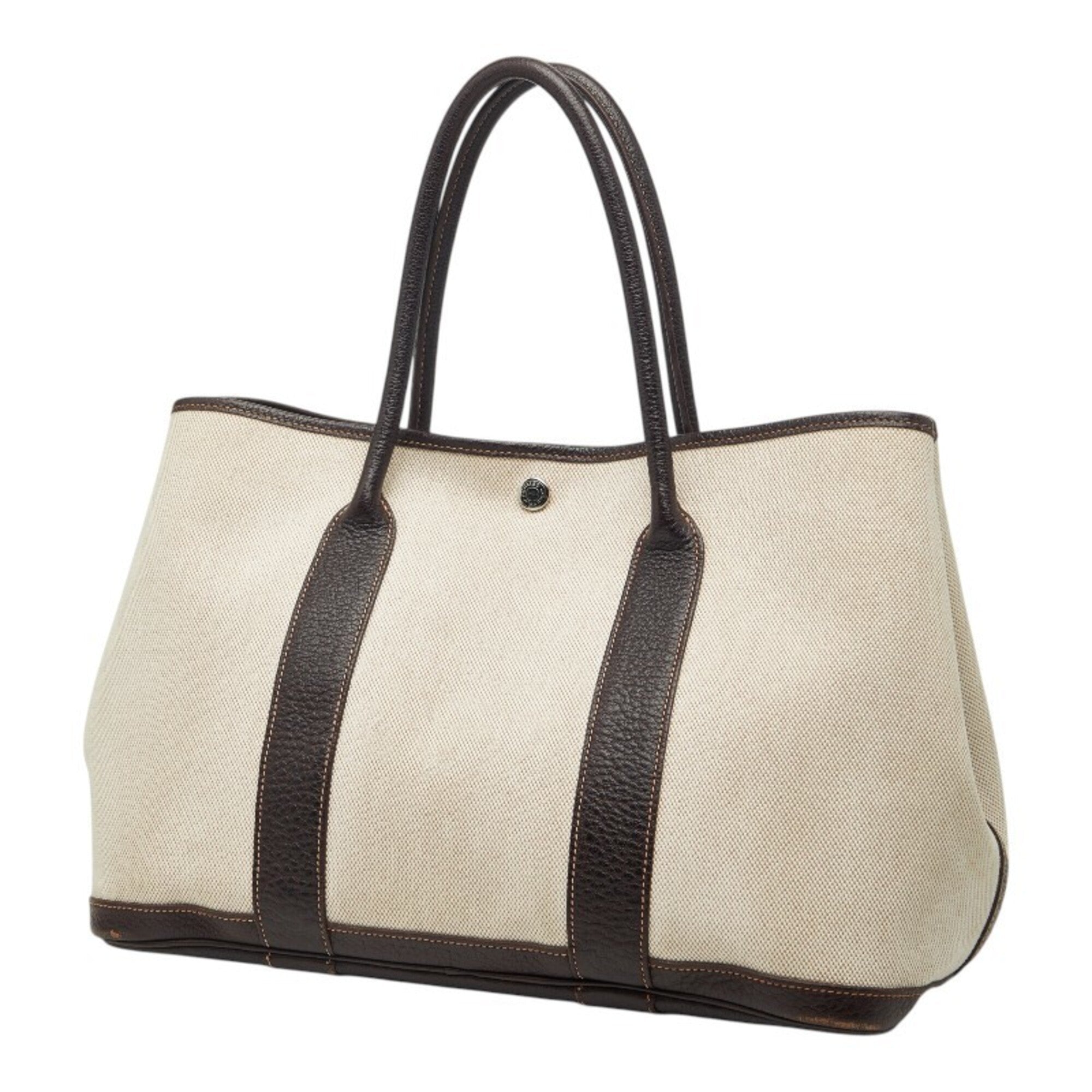 Hermes Brown Marron Toile H Canvas Leather Tote Bag (Pre-Owned)