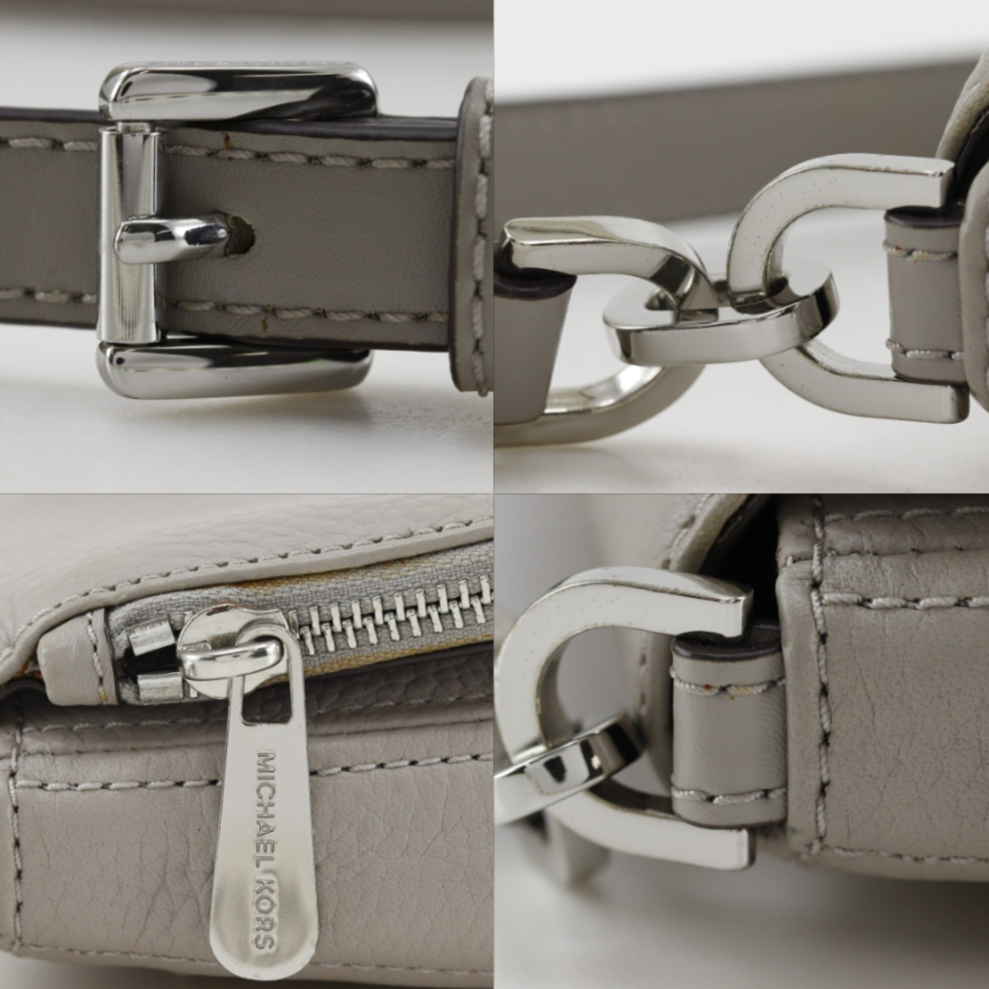 Michael Kors Gray Leather Shoulder Bag (Pre-Owned)