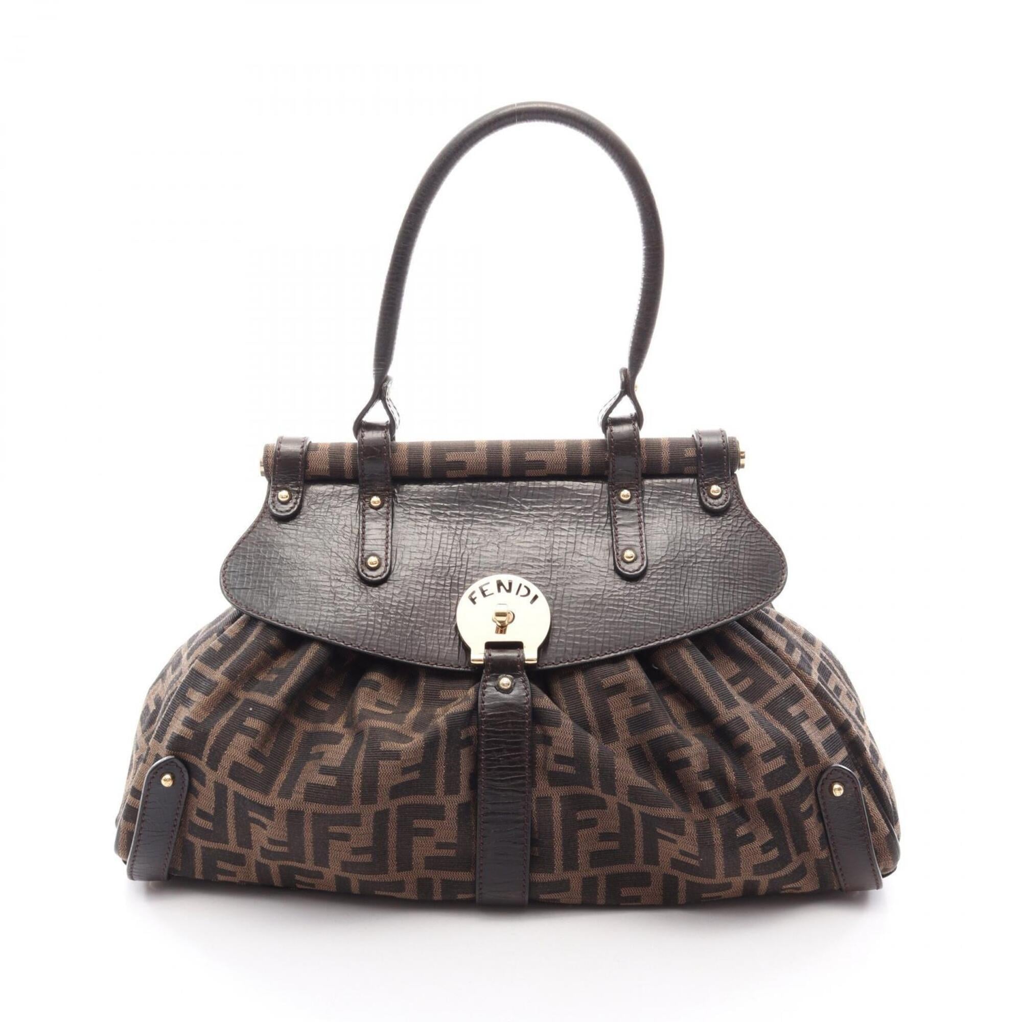 Fendi Brown Canvas Leather Handbag (Pre-Owned)