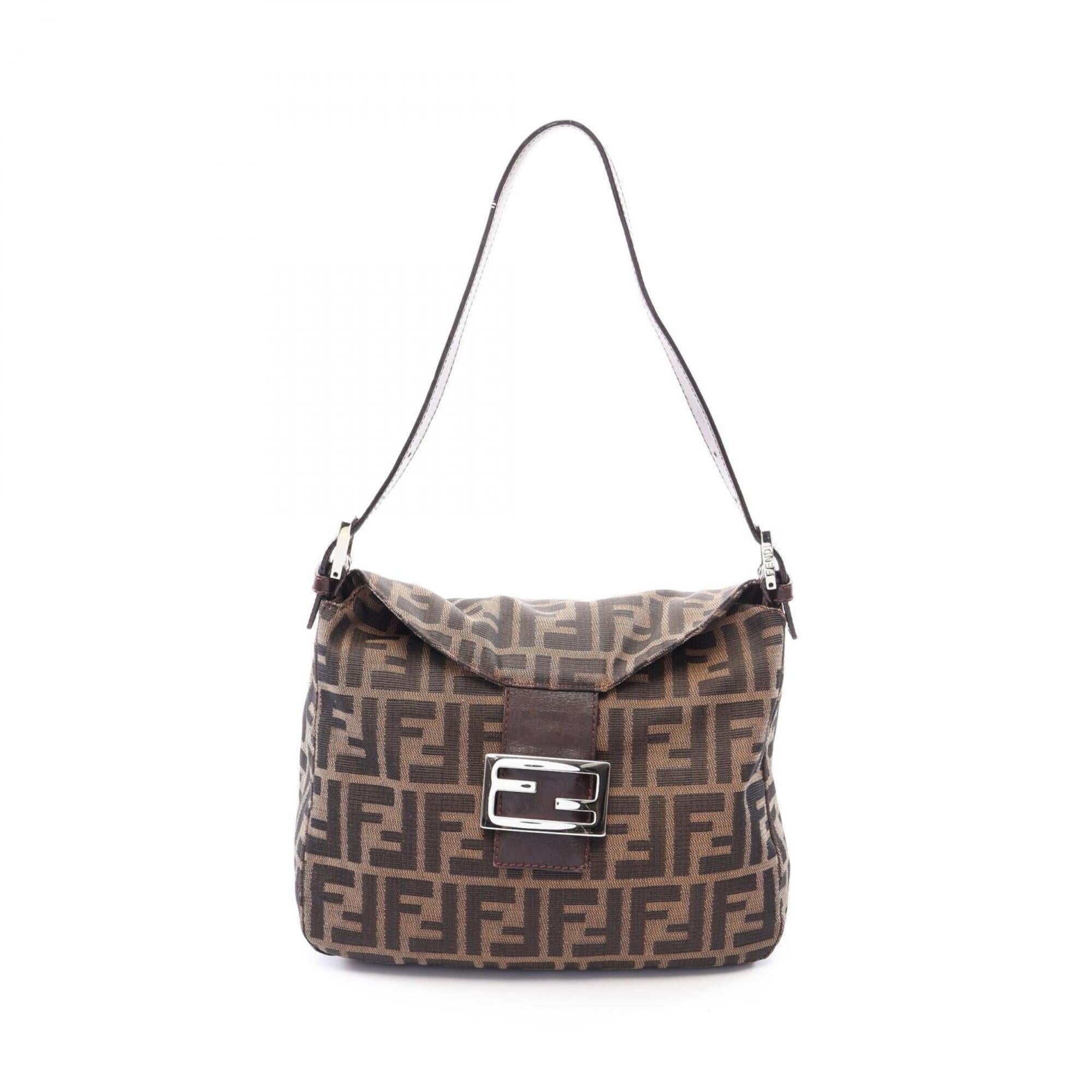 Fendi Brown Canvas Leather Handbag Shoulder Bag (Pre-Owned)