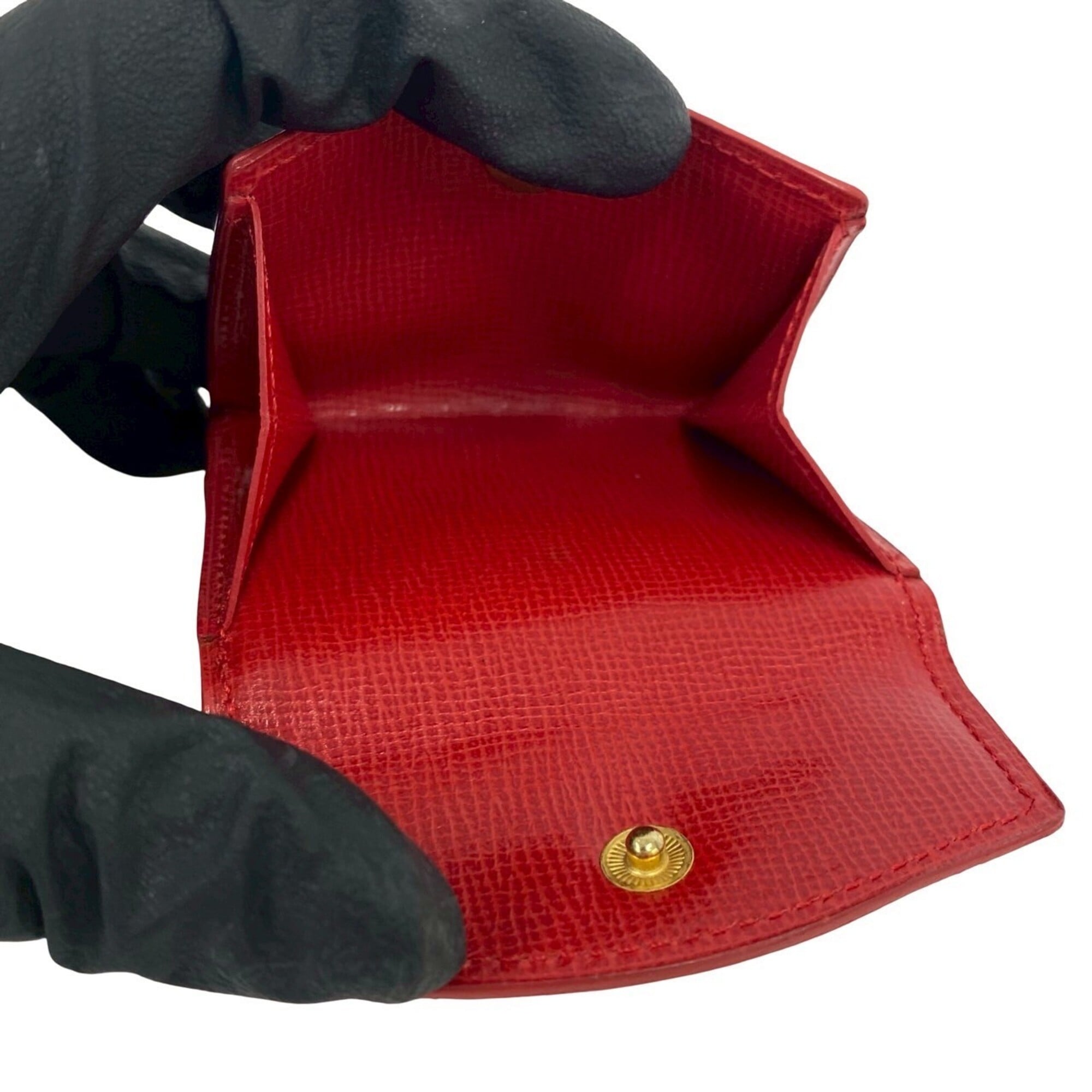 Christian Dior Red Color Leather Wallet (Tri-Fold) (Pre-Owned)