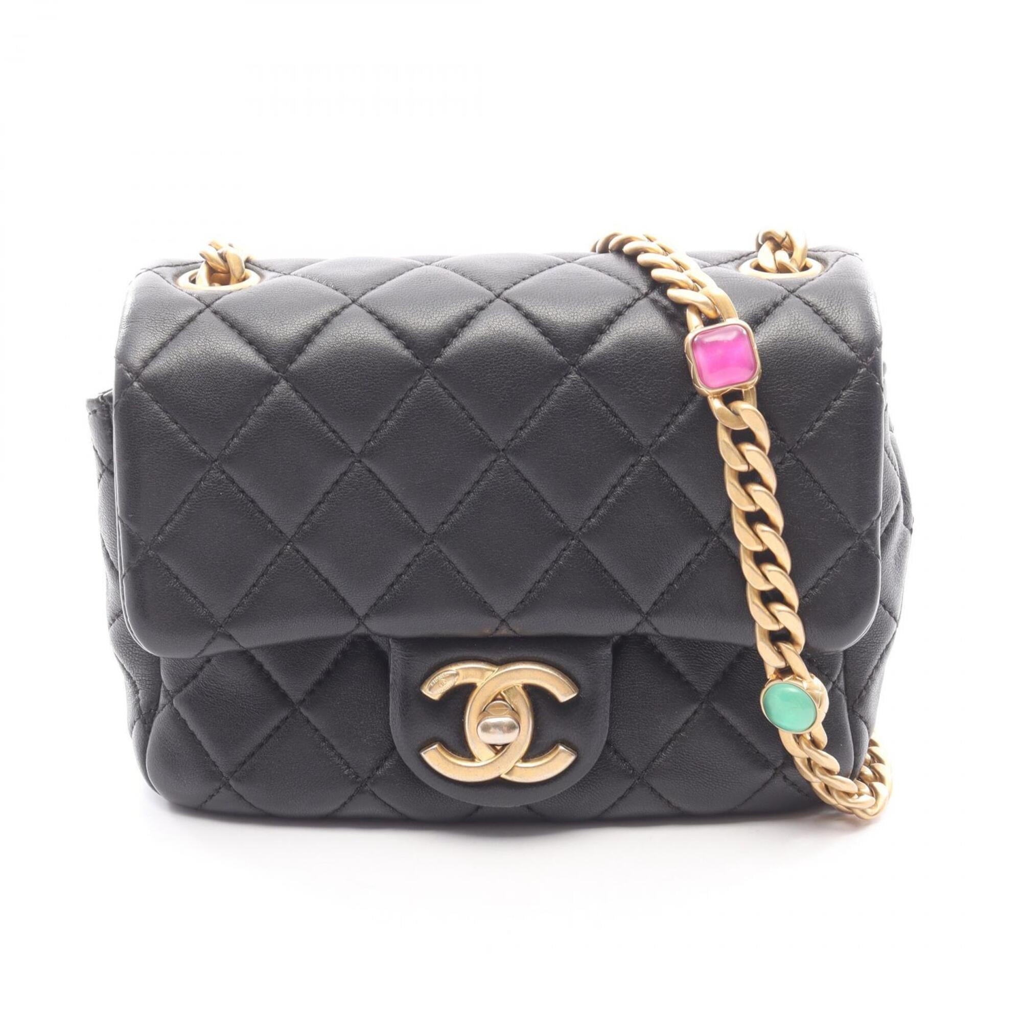 Chanel Black Leather Handbag Shoulder Bag (Pre-Owned)