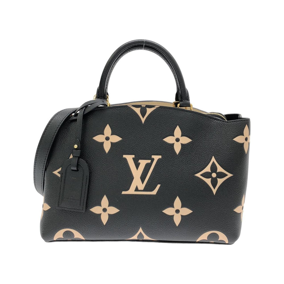 Louis Vuitton Beige Black Leather Handbag (Pre-Owned)