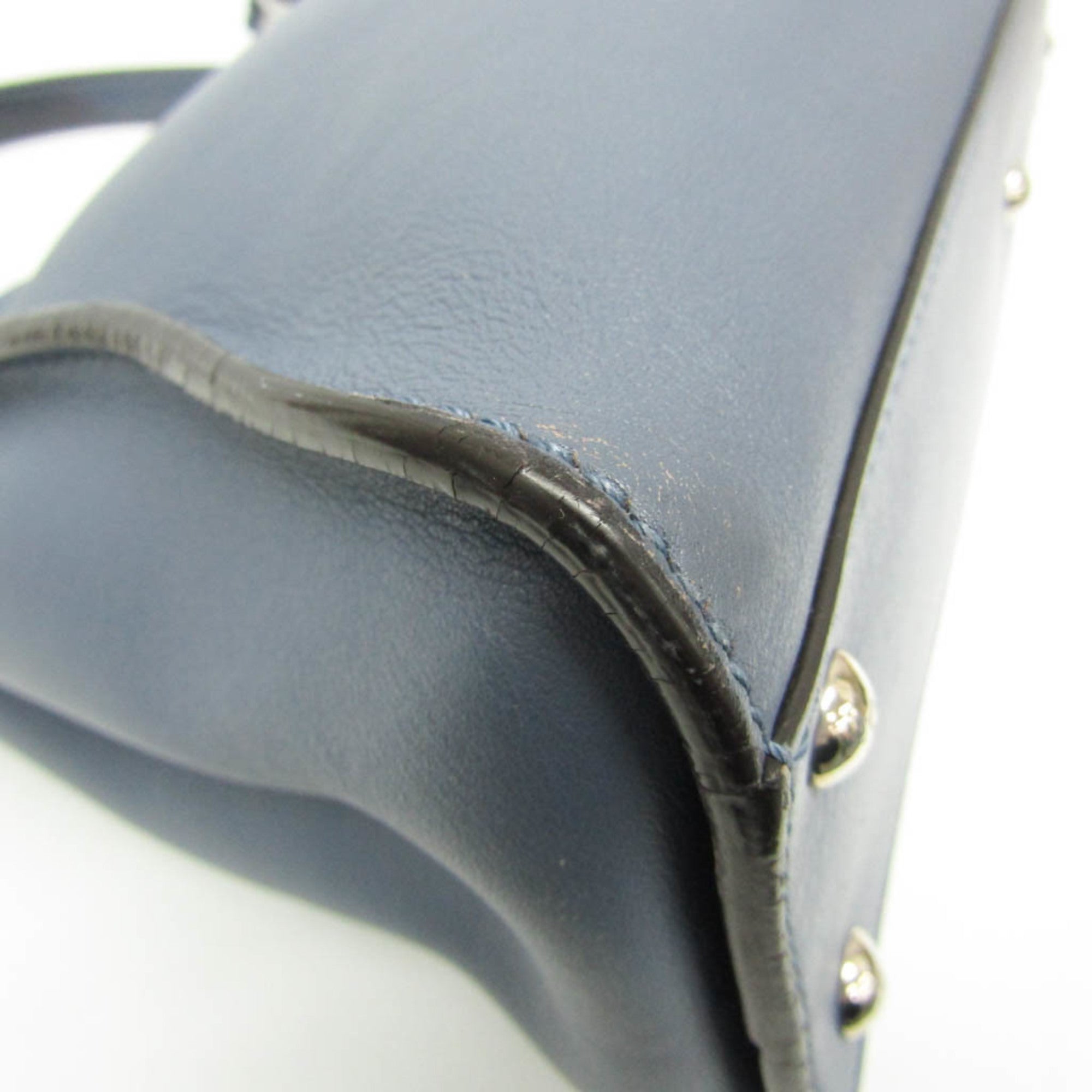 Fendi Peekaboo Blue Leather Handbag Shoulder Bag (Pre-Owned)