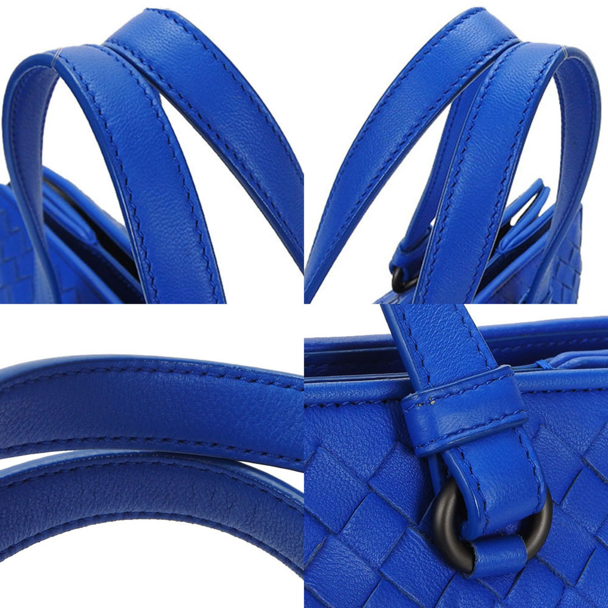 Bottega Veneta Intrecciato Blue Intrecciato Handbag (Pre-Owned)