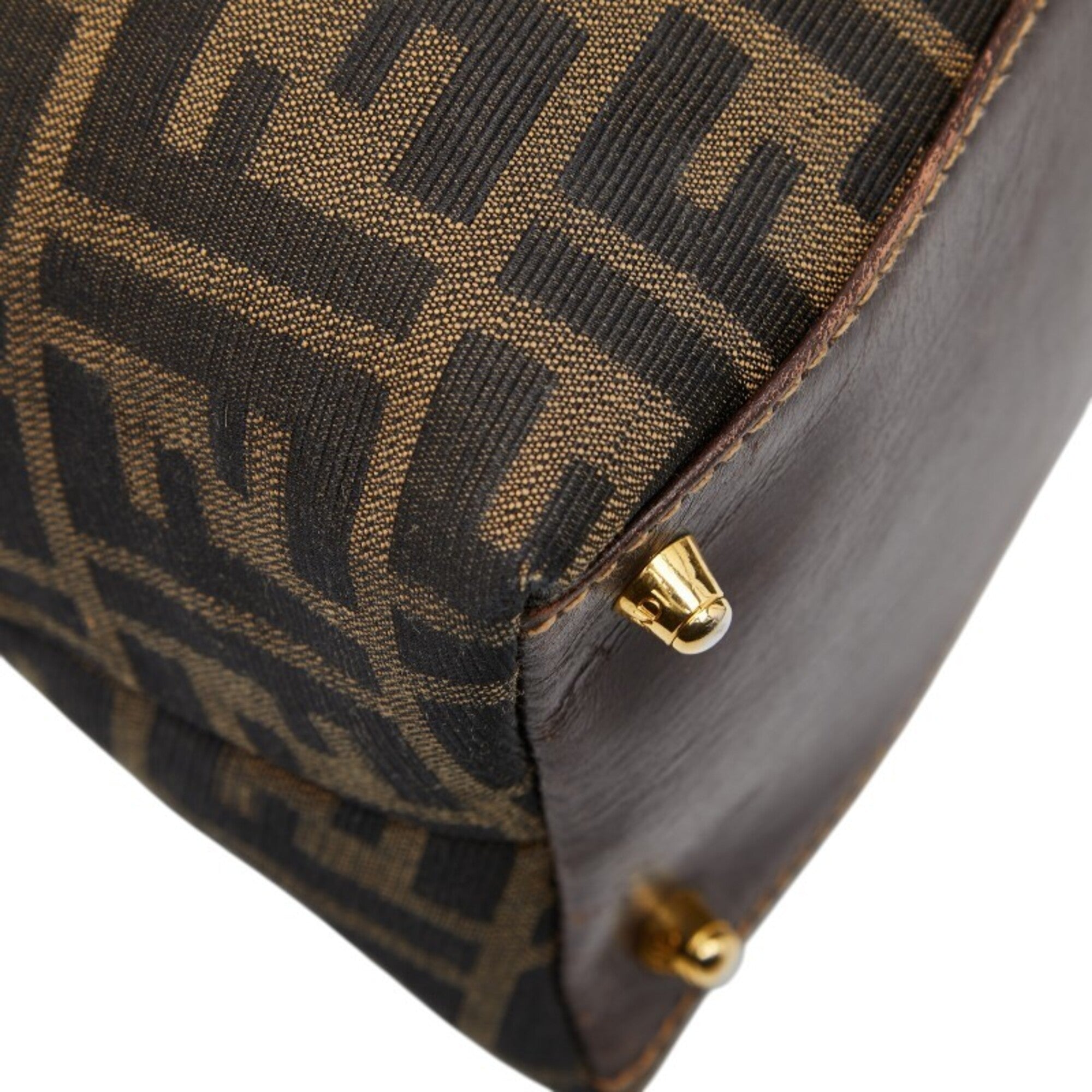 Fendi Beige Black Canvas Handbag (Pre-Owned)