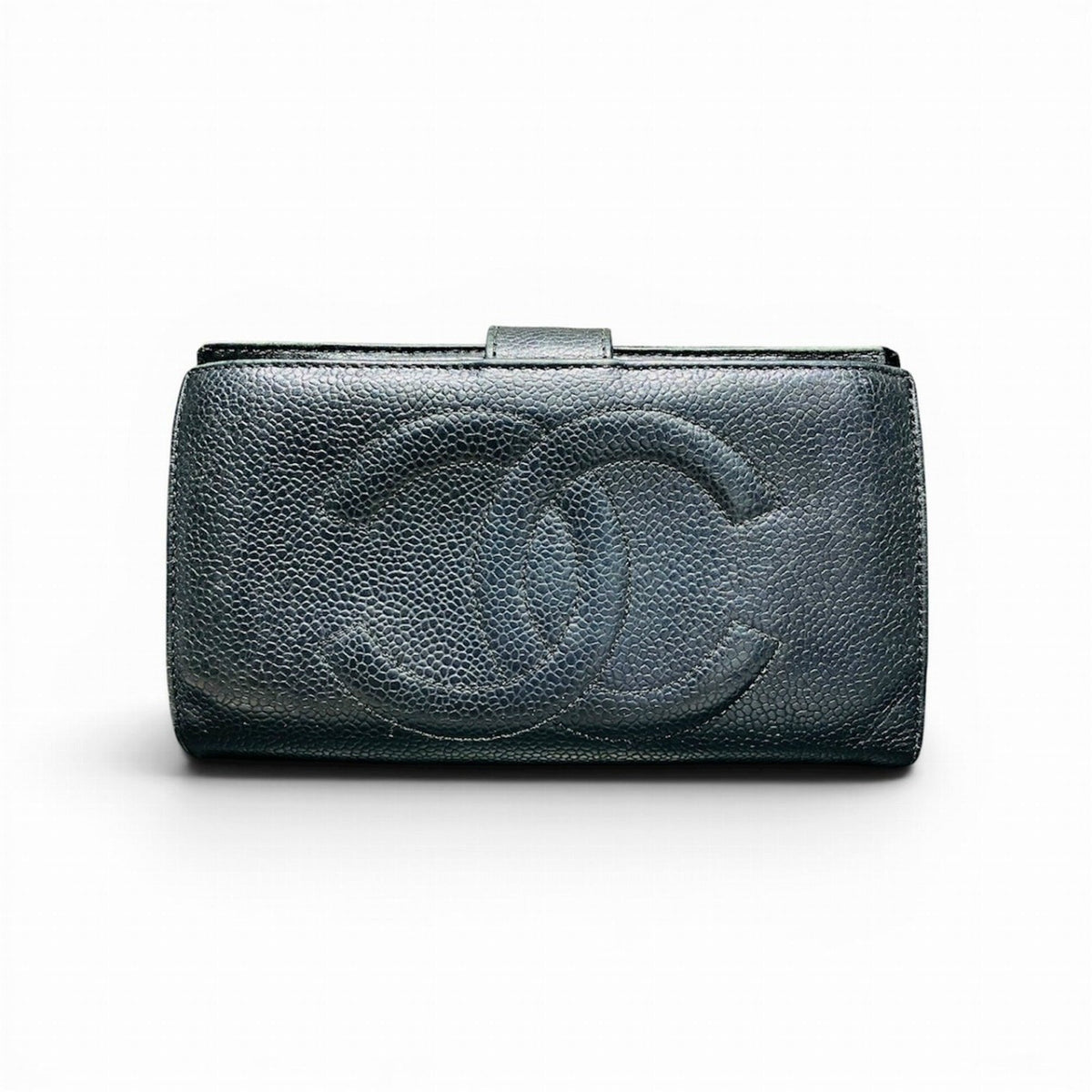 Chanel Black Grained Calfskin Wallet (Bi-Fold) (Pre-Owned)