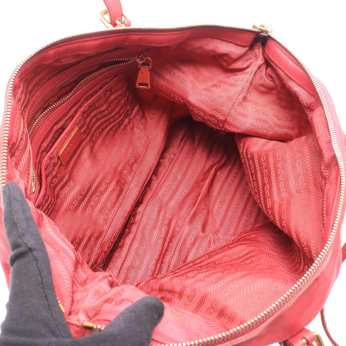 Prada Pink Nylon Leather Handbag Tote Bag (Pre-Owned)