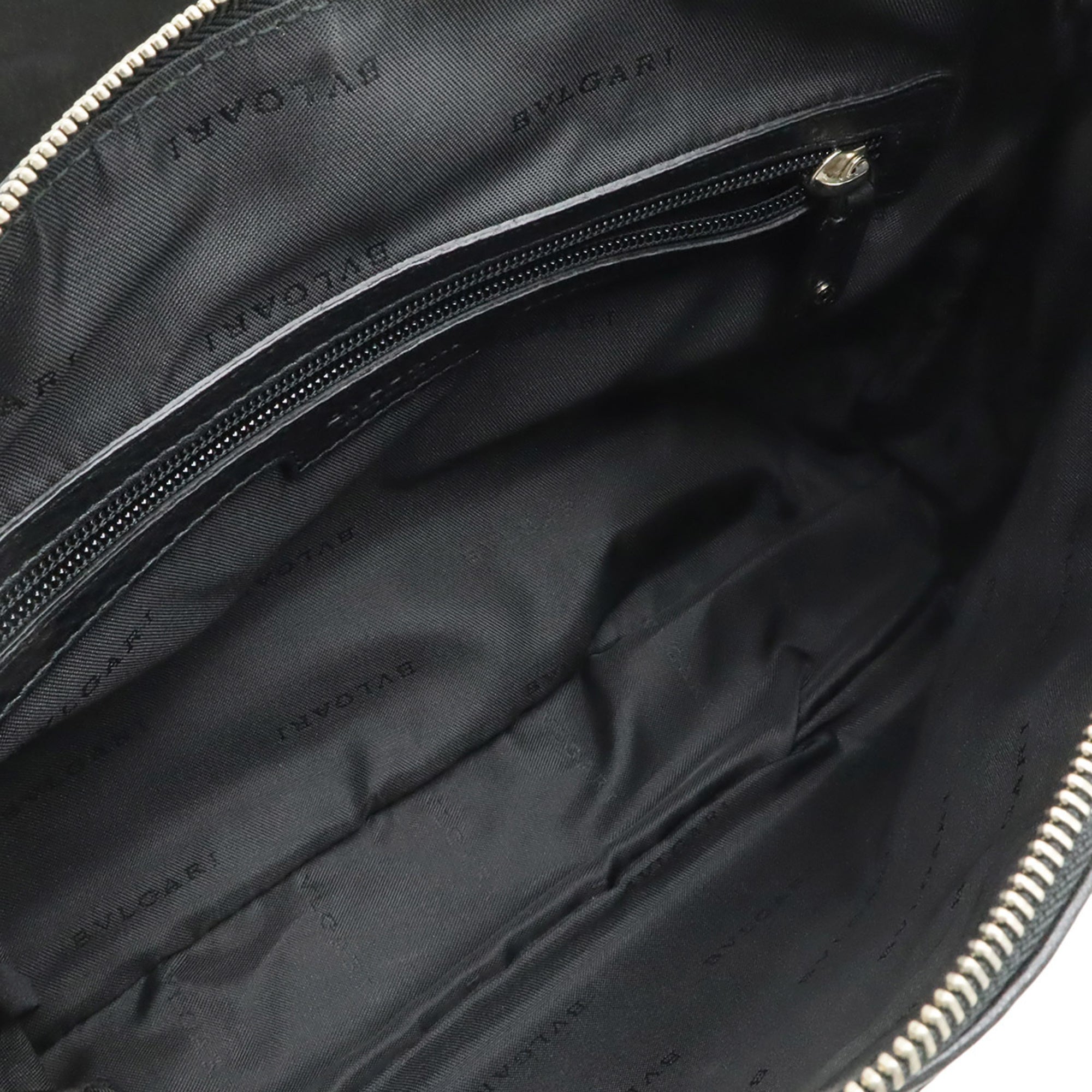 Bvlgari Black Leather Canvas Handbag Shoulder Bag (Pre-Owned)