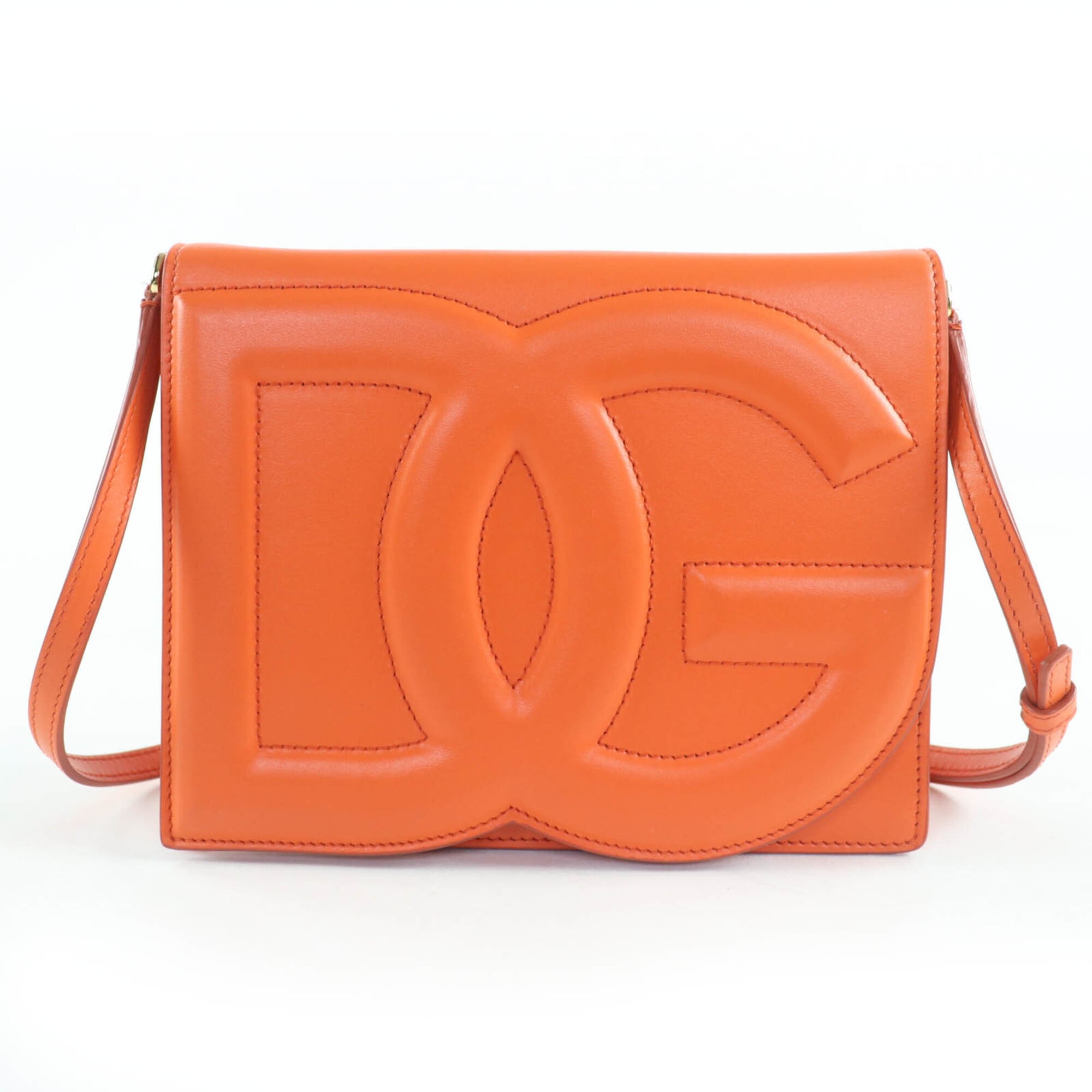 Dolce & Gabbana Orange Leather Clutch Bag Shoulder Bag (Pre-Owned)
