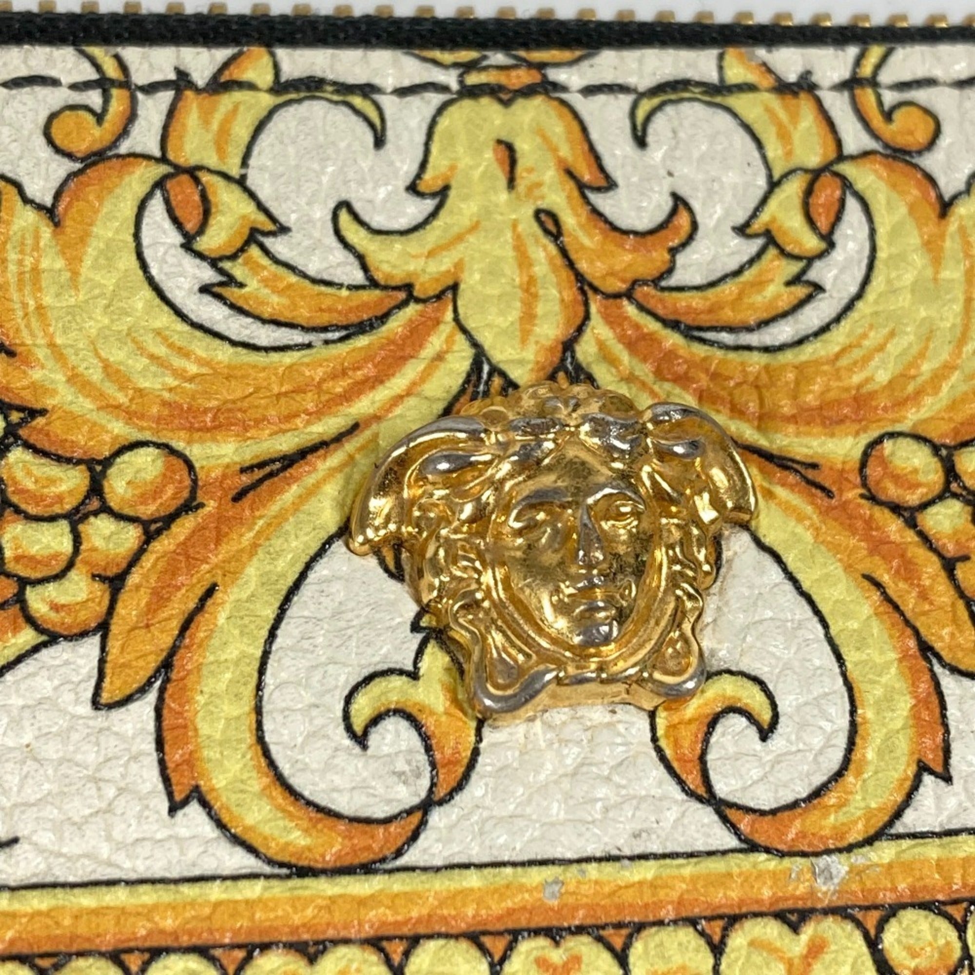 Versace Black Yellow Leather Clutch Bag Pouch (Pre-Owned)