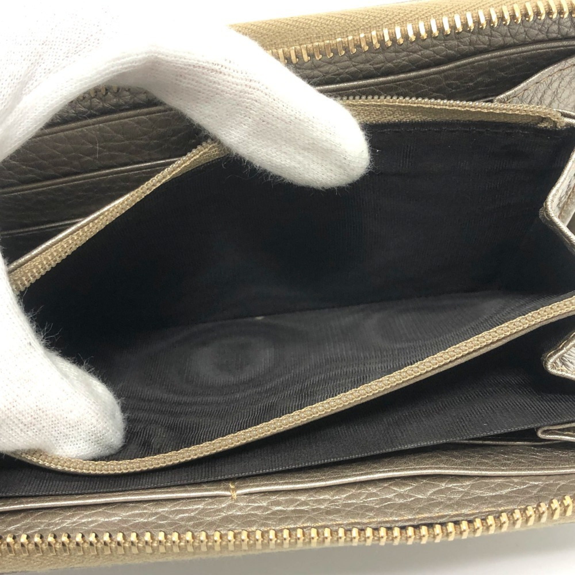 Gucci Champagne Gold Leather Long Wallet (Bi-Fold) (Pre-Owned)