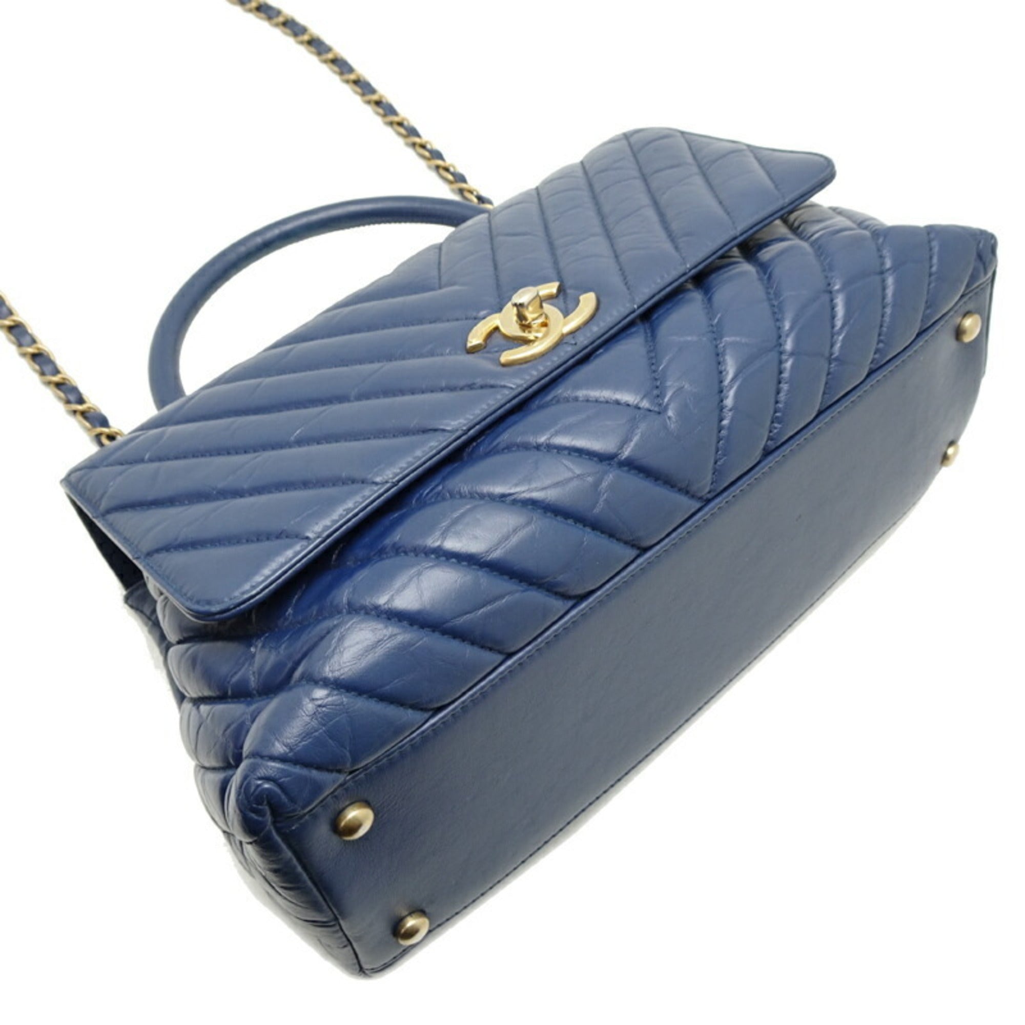 Chanel Blue Leather Handbag (Pre-Owned)