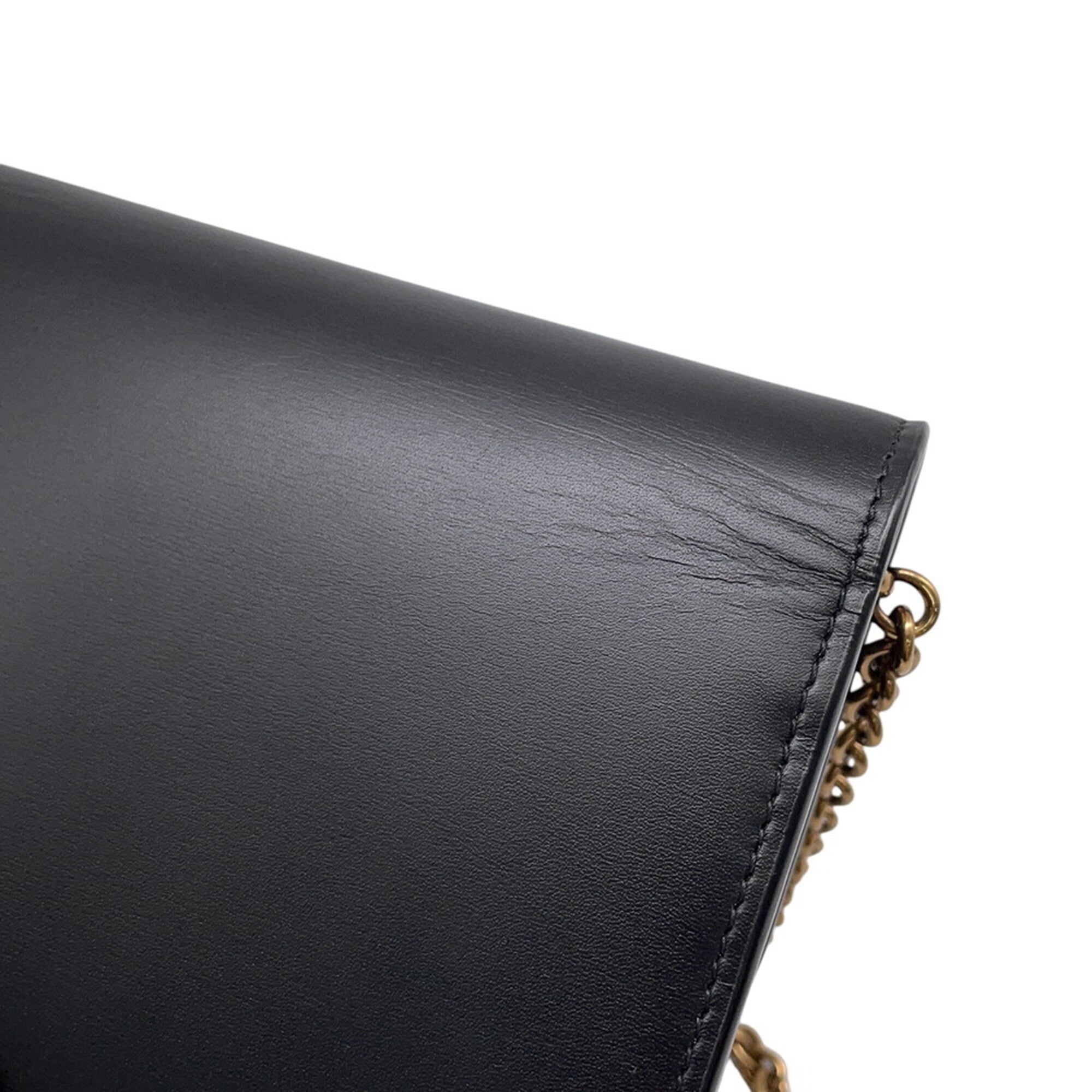 Yves Saint Laurent Black Leather Chain/Shoulder Wallet (Pre-Owned)