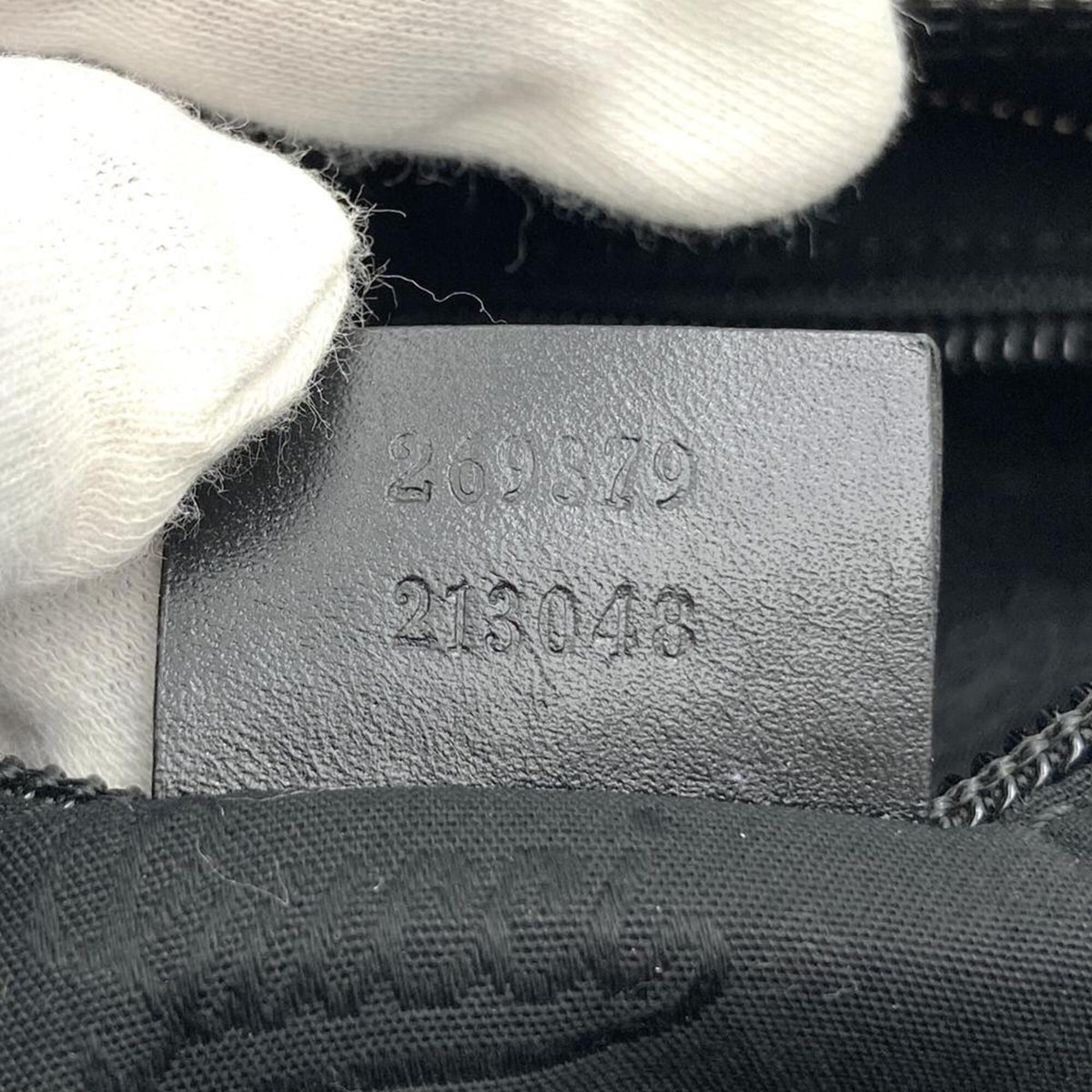 Gucci Gg Imprimé Black Canvas Leather Shoulder Bag (Pre-Owned)