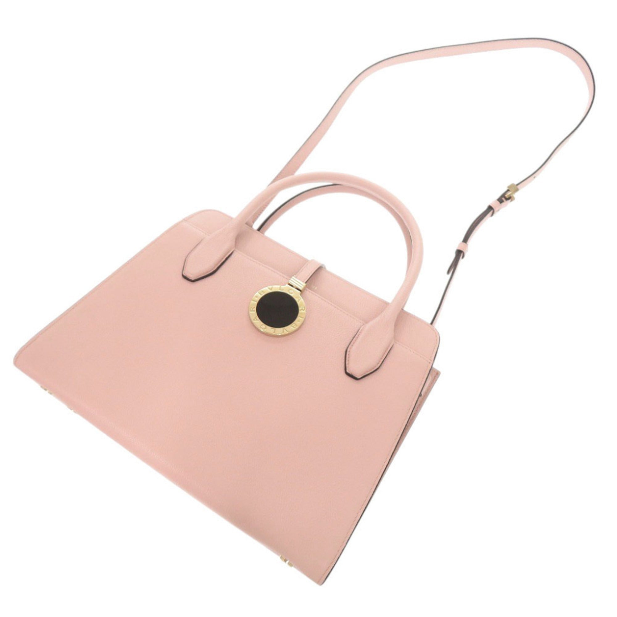 Bvlgari Pink Leather Handbag Shoulder Bag Tote Bag (Pre-Owned)