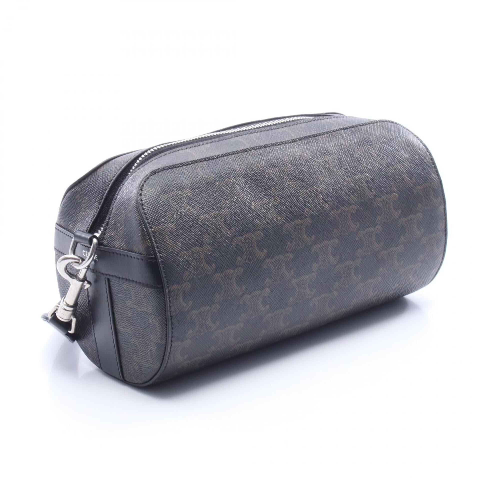 Celine Black Brown Coated Canvas Leather Handbag Shoulder Bag (Pre-Owned)