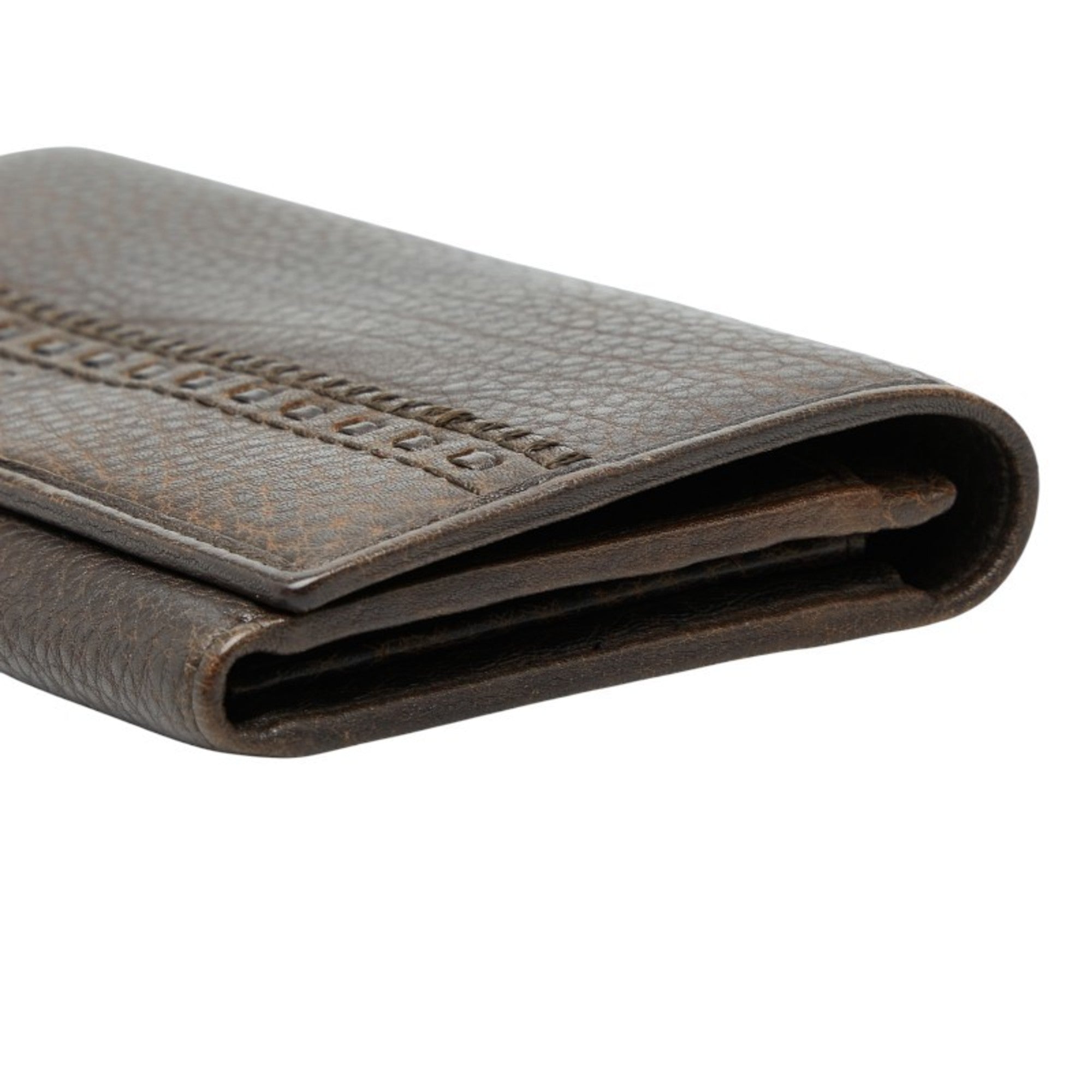 Gucci Brown Leather Long Wallet (Bi-Fold) (Pre-Owned)
