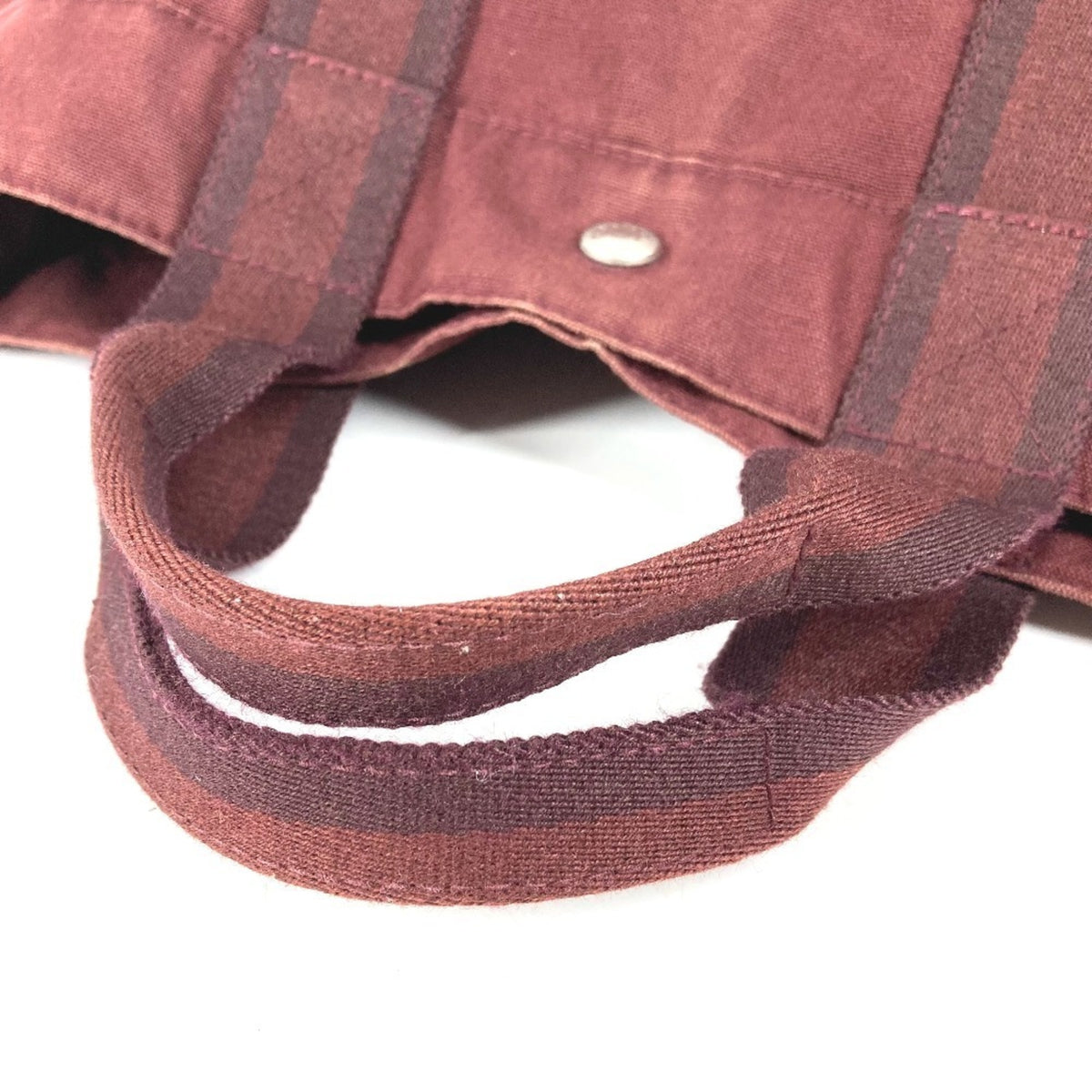 Hermes Wine Cotton Leather Handbag Tote Bag (Pre-Owned)