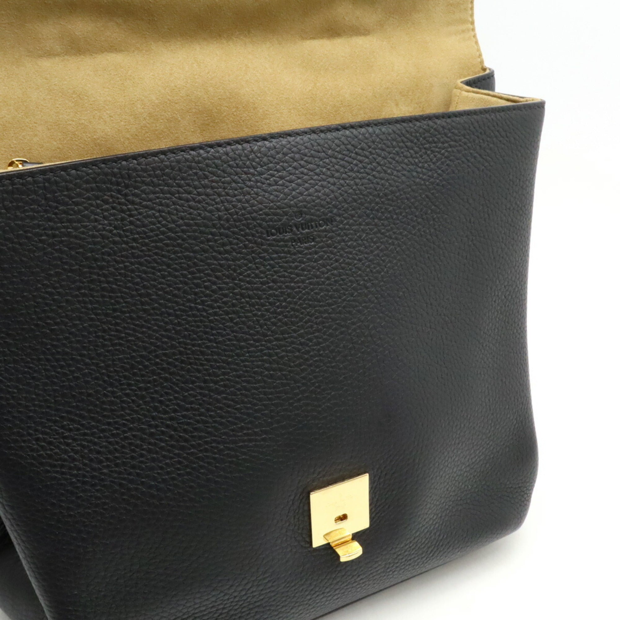 Louis Vuitton Noir Leather Handbag Shoulder Bag (Pre-Owned)