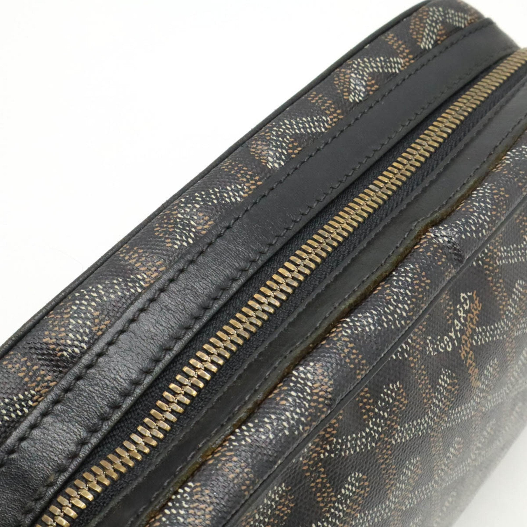 Goyard Black Brown White Coated Canvas Leather Pochette Shoulder Bag (Pre-Owned)