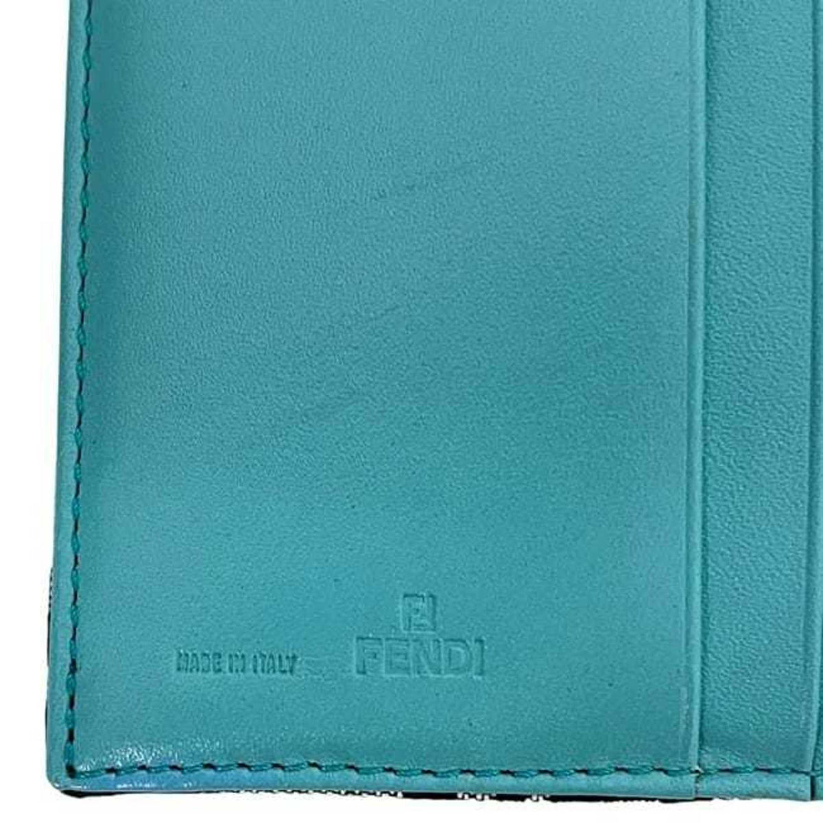 Fendi Zucchino Black Blue Canvas Leather Wallet (Tri-Fold) (Pre-Owned)