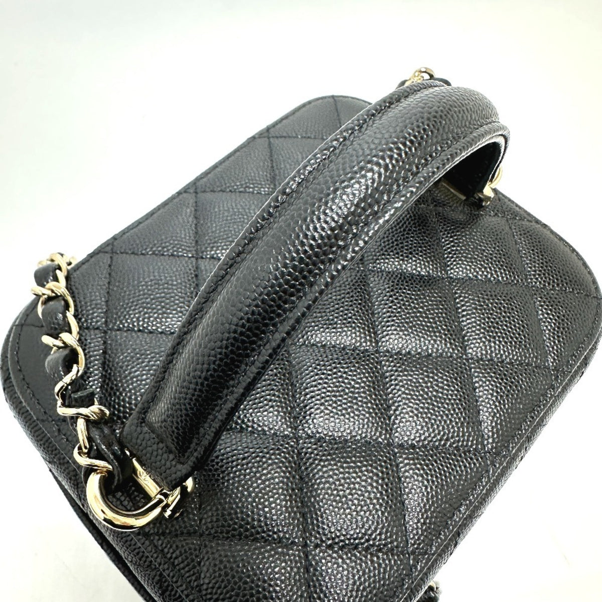Chanel Matelasse Black Caviar Leather Handbag Shoulder Bag Vanity Bag (Pre-Owned)