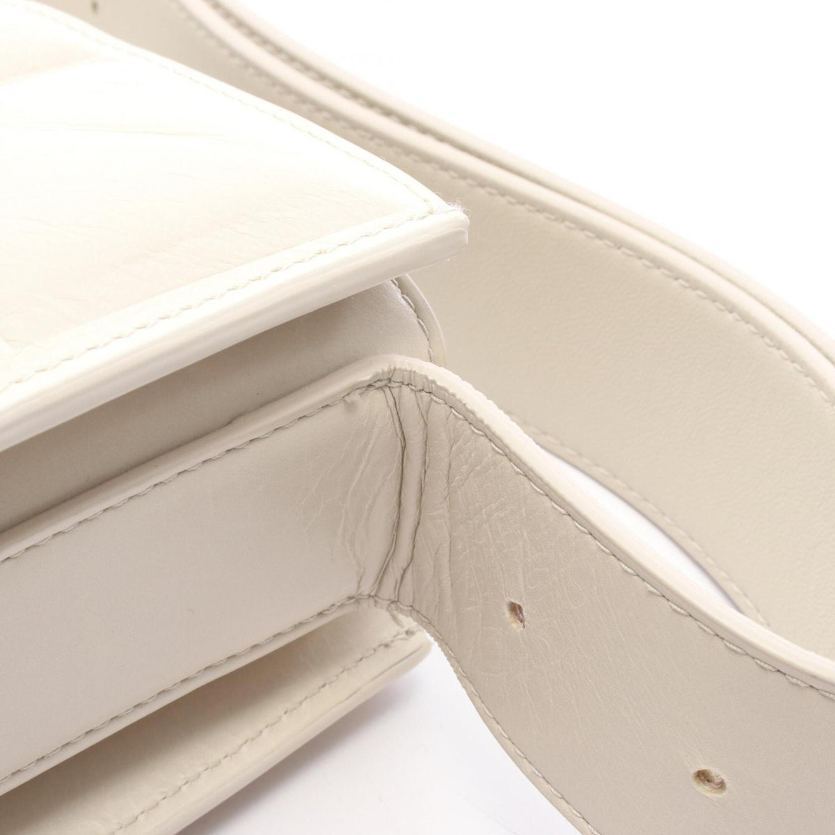 Bottega Veneta White Leather Handbag Shoulder Bag (Pre-Owned)