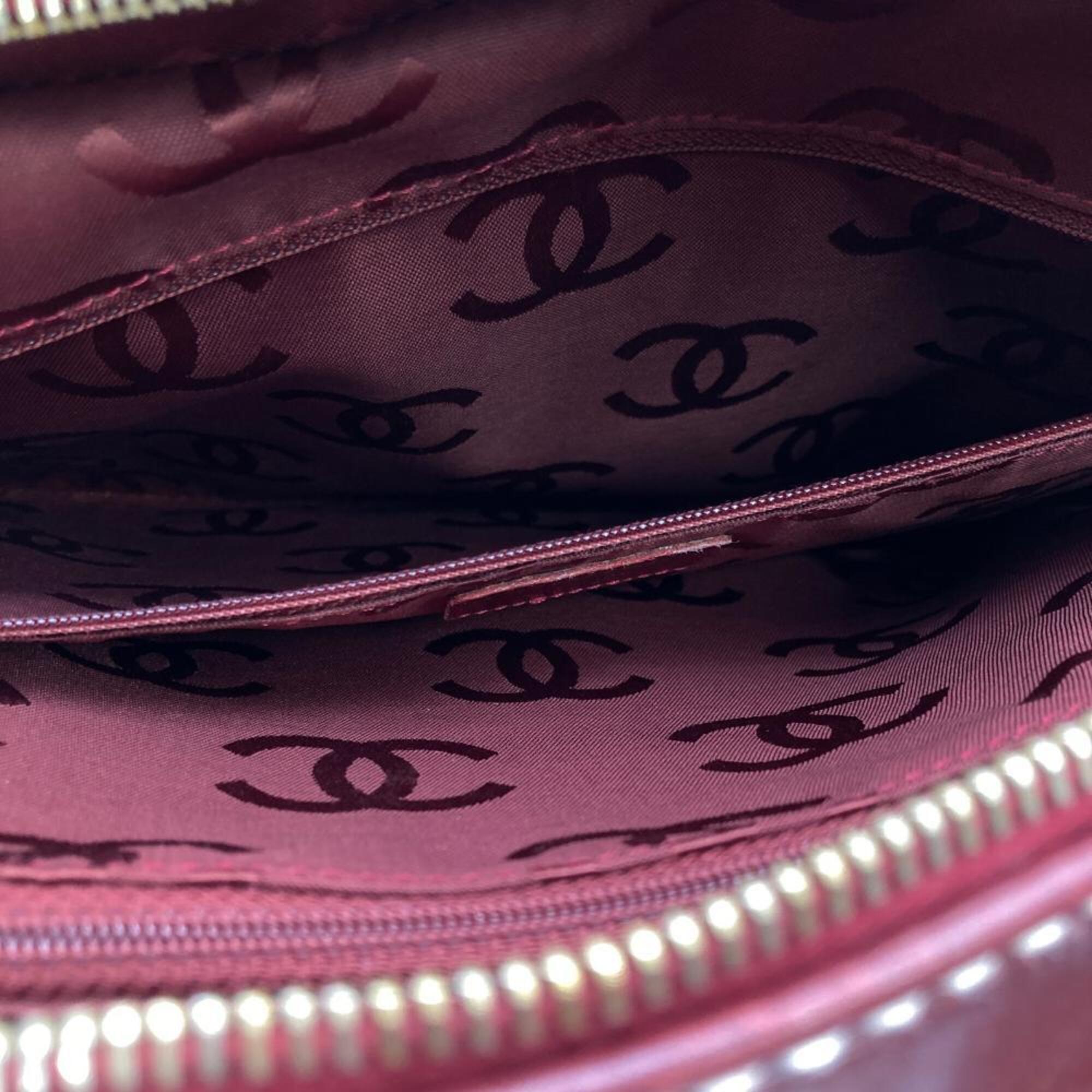 Chanel Bordeaux Red Color Wine Boston Bag Handbag (Pre-Owned)