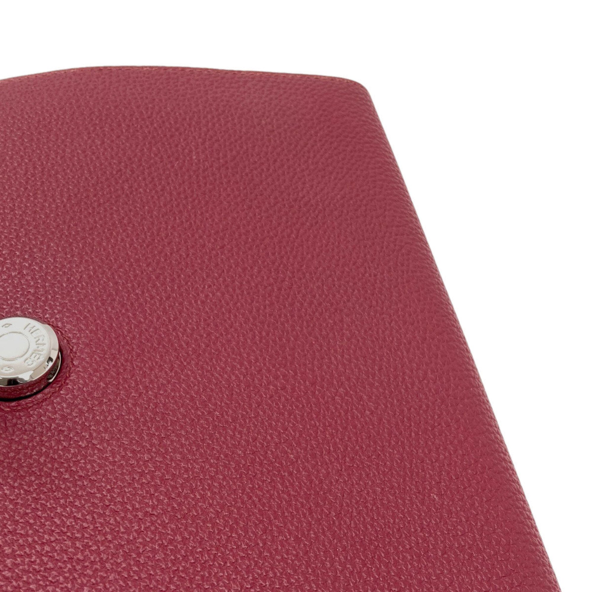 Hermes Red Color Togo Leather Long Wallet (Bi-Fold) (Pre-Owned)
