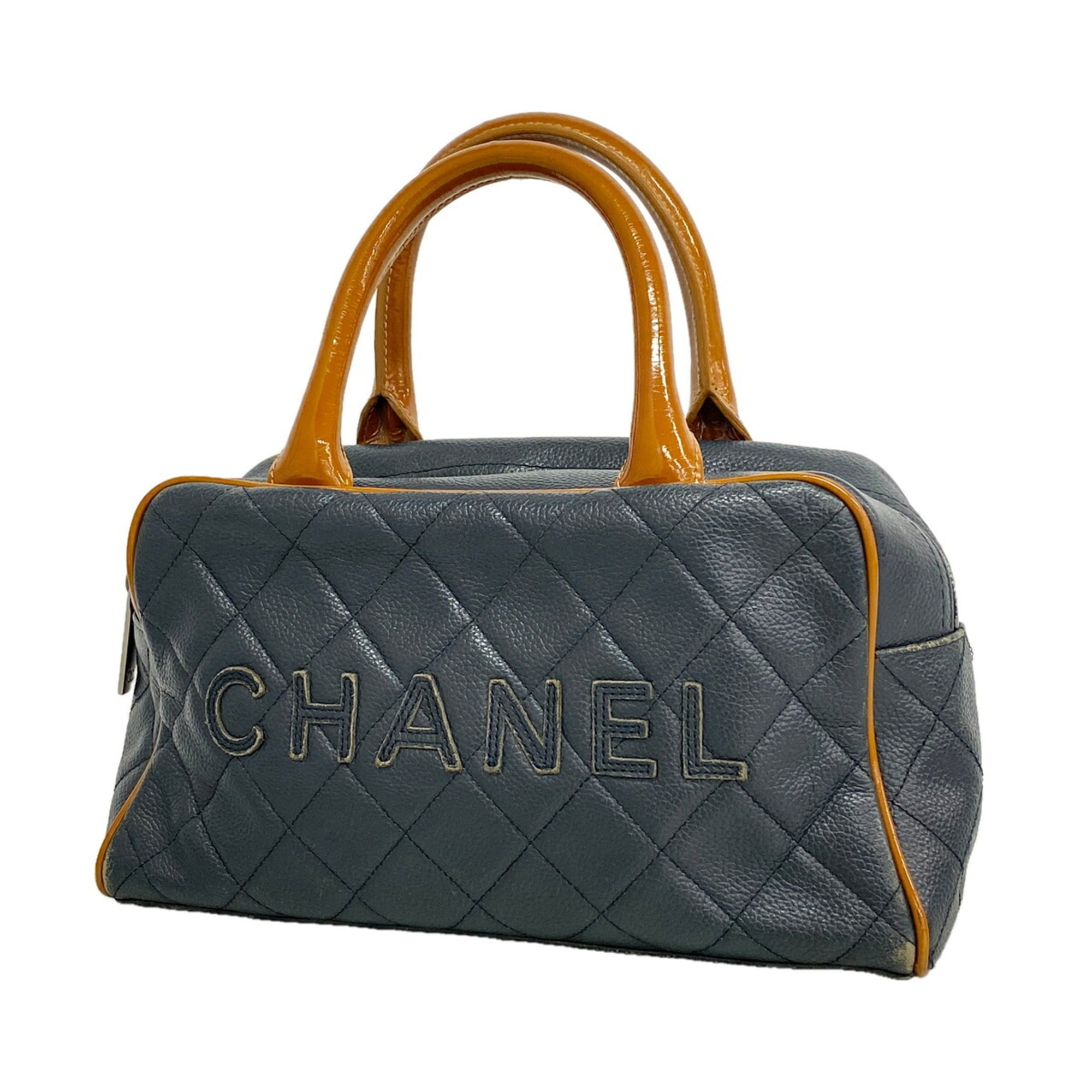 Chanel Navy Patent Leather Leather Handbag (Pre-Owned)