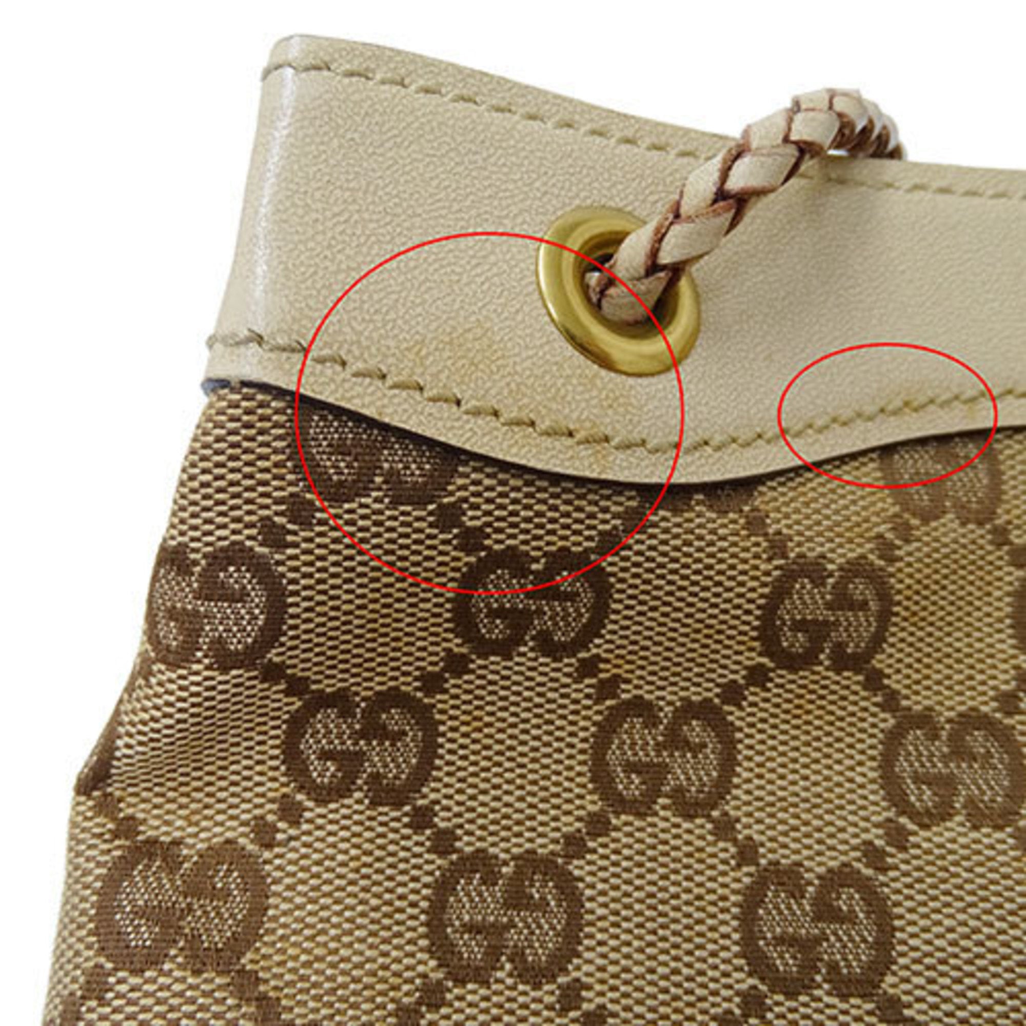 Gucci Beige Gg Canvas Handbag Shoulder Bag (Pre-Owned)